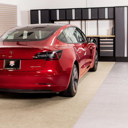 G-Floor Drip & Dry Absorbent (7'6" x 14', Tan) Floor Mat with Waterproof Vinyl Backing for Protecting Your Garage Floor - Just Unroll to Install!