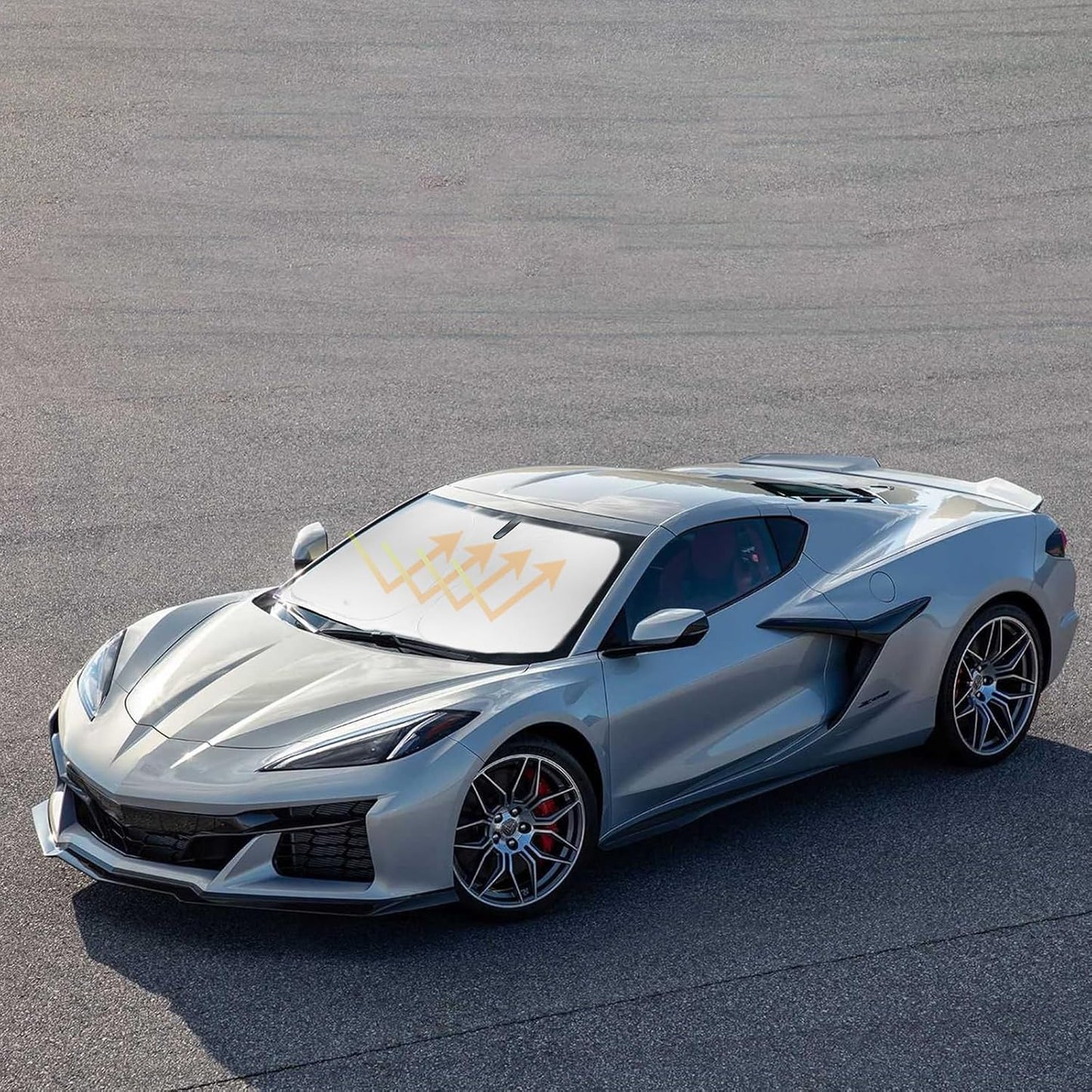 Sunshade for Chevy Corvette C8 Windshield Cover for Chevrolet Corvette 2020 2021 2022 2023 2024 2025 2026 Accessories Front Window Shields 240T Sun Visor Protector Blocks UV Ray