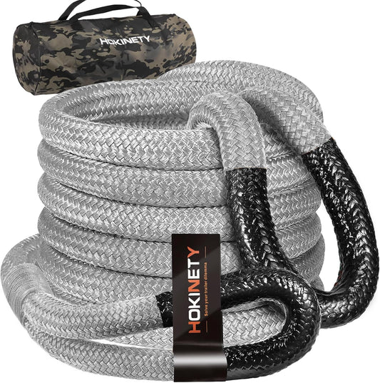 Kinetic Recovery Tow Rope 1-1/8" x20ft Offroad Snatch Strap 48000lbs Heavy Duty Towing Straps Kit for Trucks SUV UTV ATV Tractor Car Jeep - Solid Gray