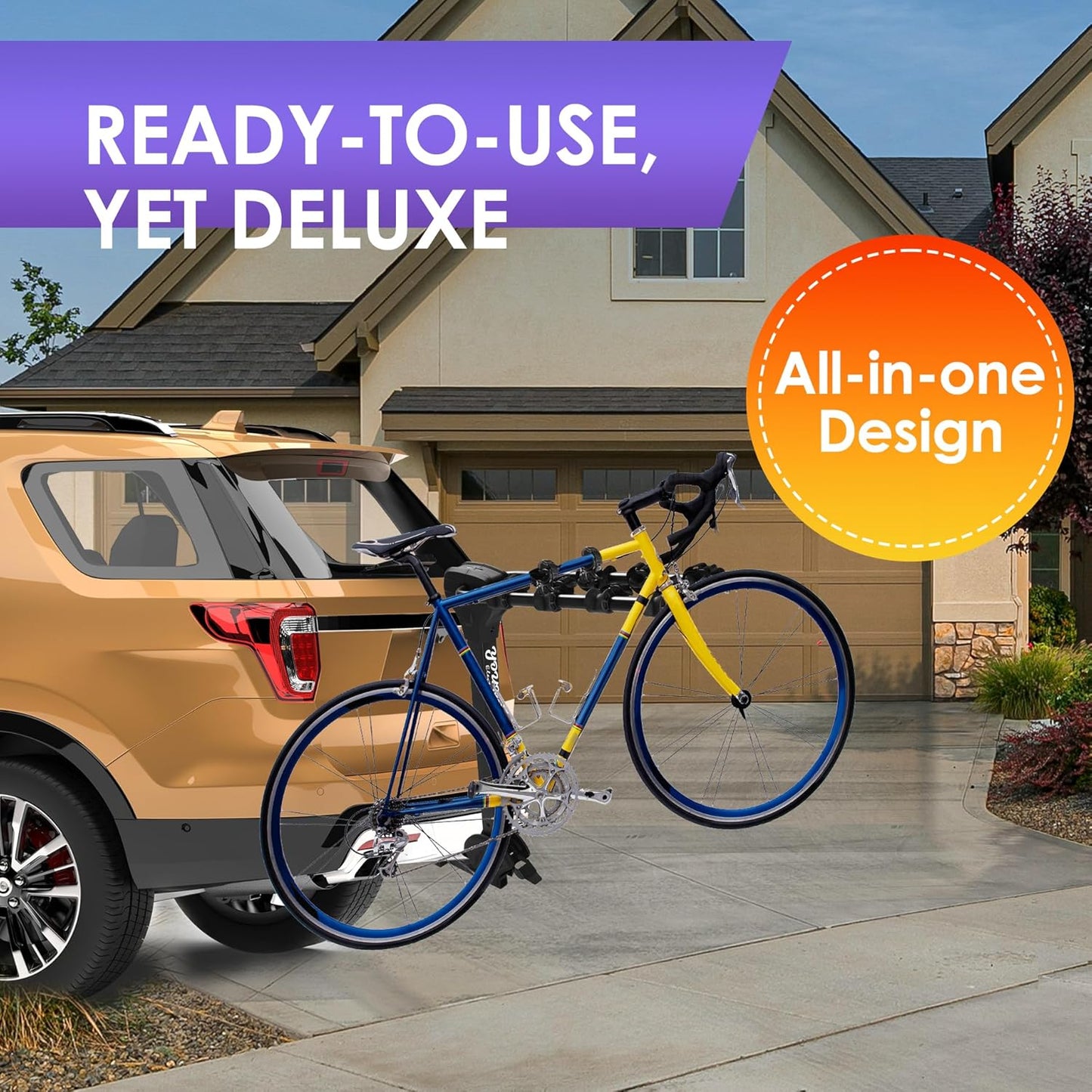 Young 4 Bike Rack Tilting Hitch Mounted with Convenient Pedal for Cars, SUVs and Trucks, Fits 1.25” and 2” Hitches, Carries 4 Bikes