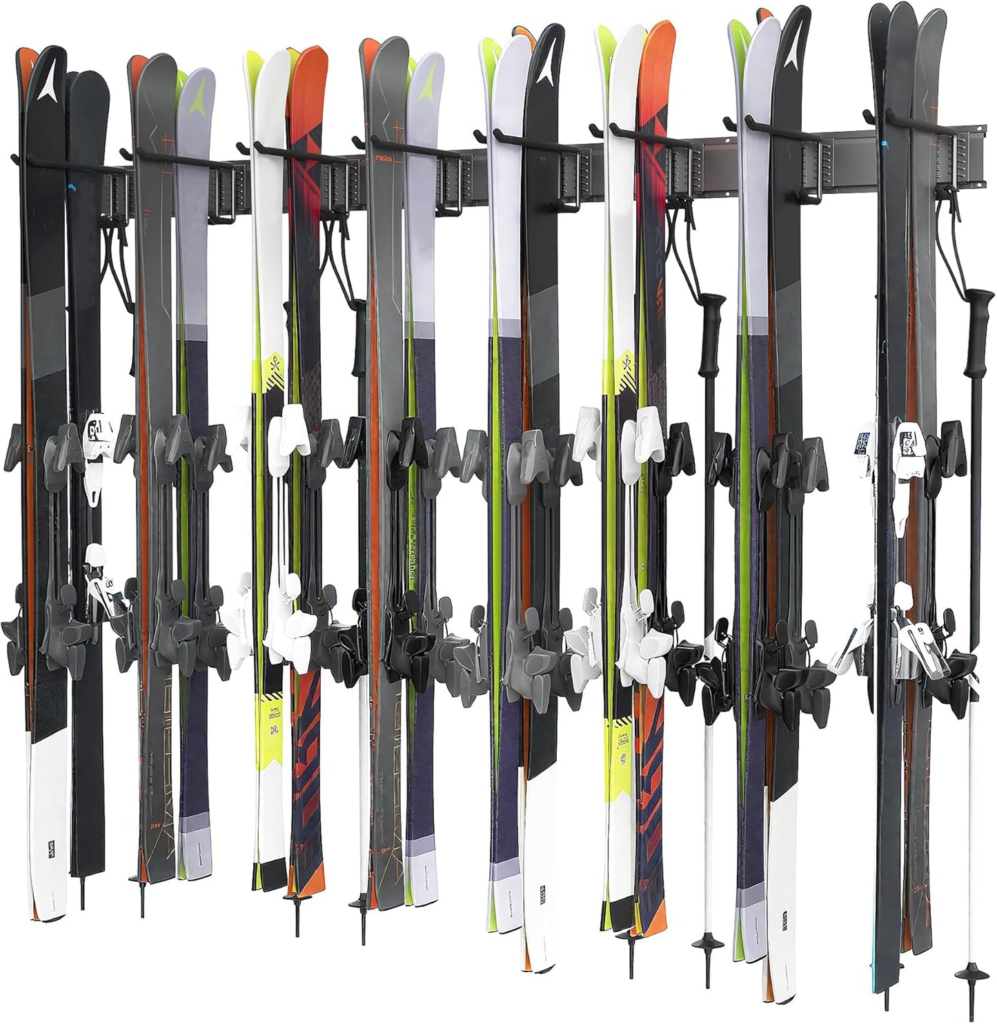 Ultrawall Ski Rack, Wall Mounted Ski Storage for Garage Storage Organizer System, 16 Pairs of Skis Holder for Home Shed, Holds Up to 600lbs