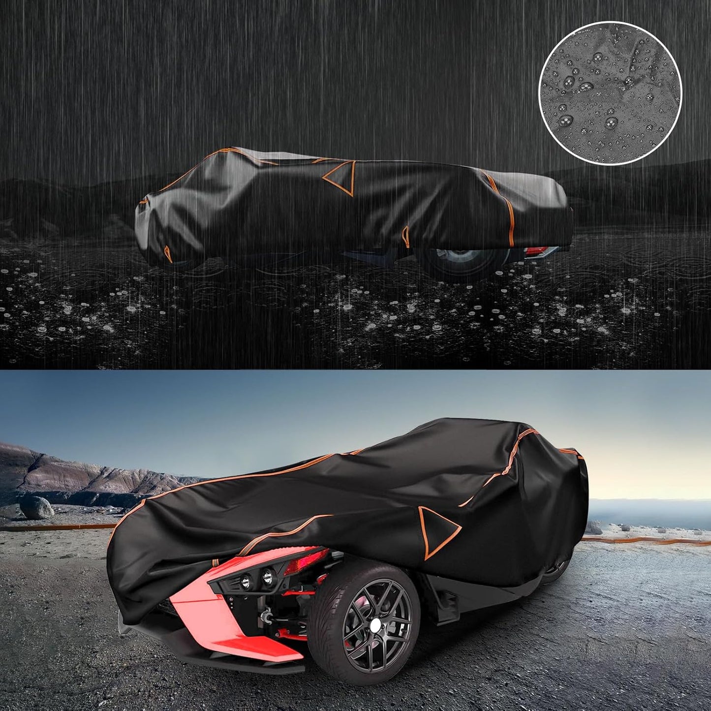 Full Cover for Polaris Slingshot Heavy Duty Premium Oxford Cover Windshield Cover Waterproof Windproof All Weather Protection Covers for Slingshot S SL SLR R Signature LE(420D Oxford)