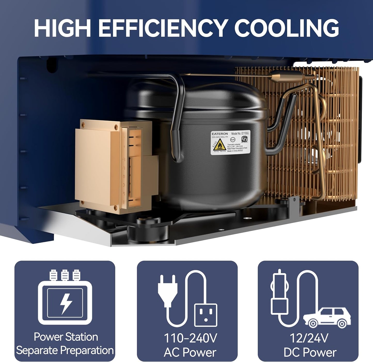 Car Fridge Portable 12V Refrigerator 45 Quart 12 Volt Freezer Compressor Cooler 12V/24V DC 110～240 V AC for Truck Van RV Camper SUV and Home Use