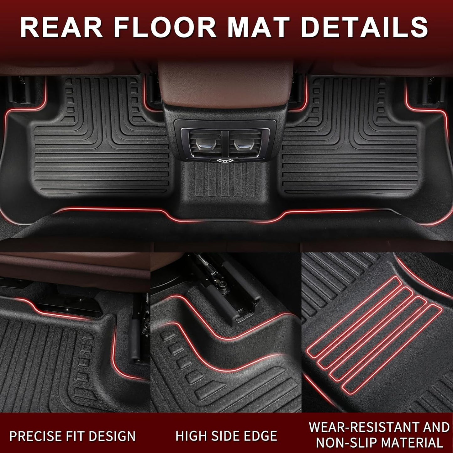 Wayhigh-All Weather Floor Mats and Cargo Liner Set Fit for 2019-2025 2026 BMW X5 5 Seats TPE Car Mats Waterproof Heavy Duty Rubber Floor Liners for BMW X5 2019-2025 2026