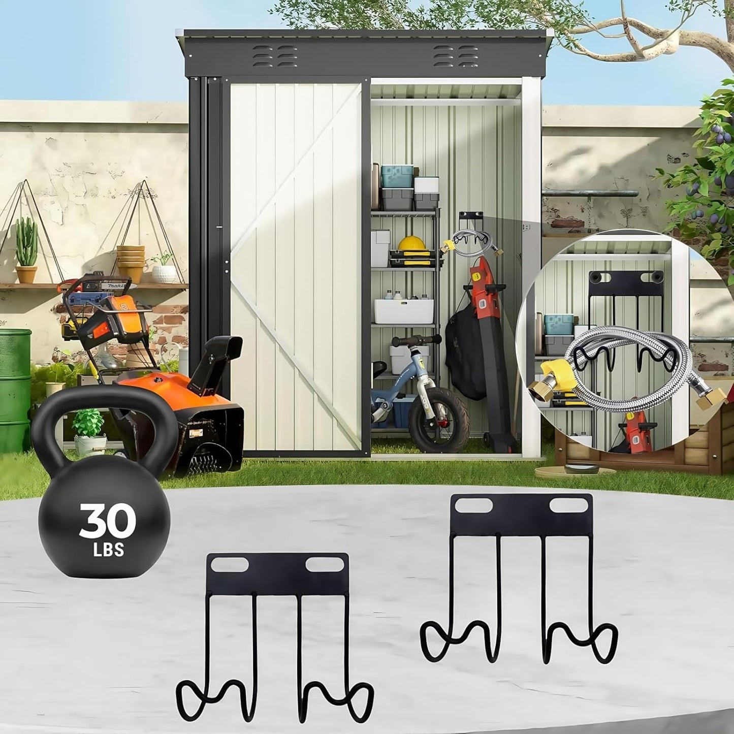 For suncast shed accessories garden hose holder,with EZ Bolt Assembly,Storage Shed Hooks,Water Hook for Outside Yard,for Garage,Garden and Yard