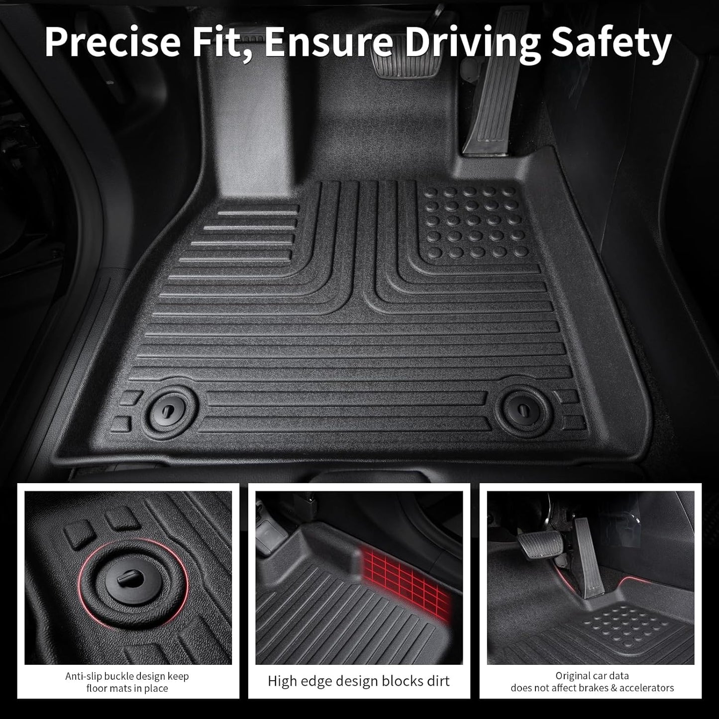 Floor Mats and Cargo Mat Set Fit for Honda Accord & Accord Hybrid 2023 2024 2025 TPE Car Mats Waterproof Heavy Duty Rubber Floor Liners Accord Accessories
