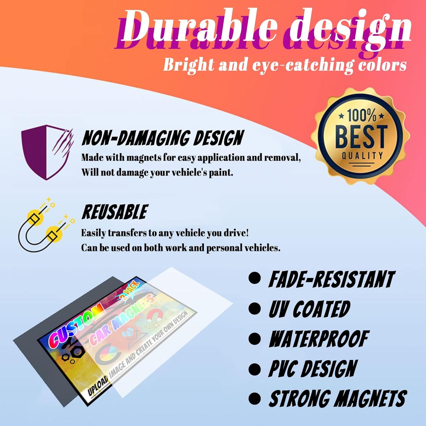 Custom Magnet Car Stickers, Personalised car Magnetic Signs for Business, Car Magnet with Text/Logo/Image,No Melting No Blow Off Easy to Move