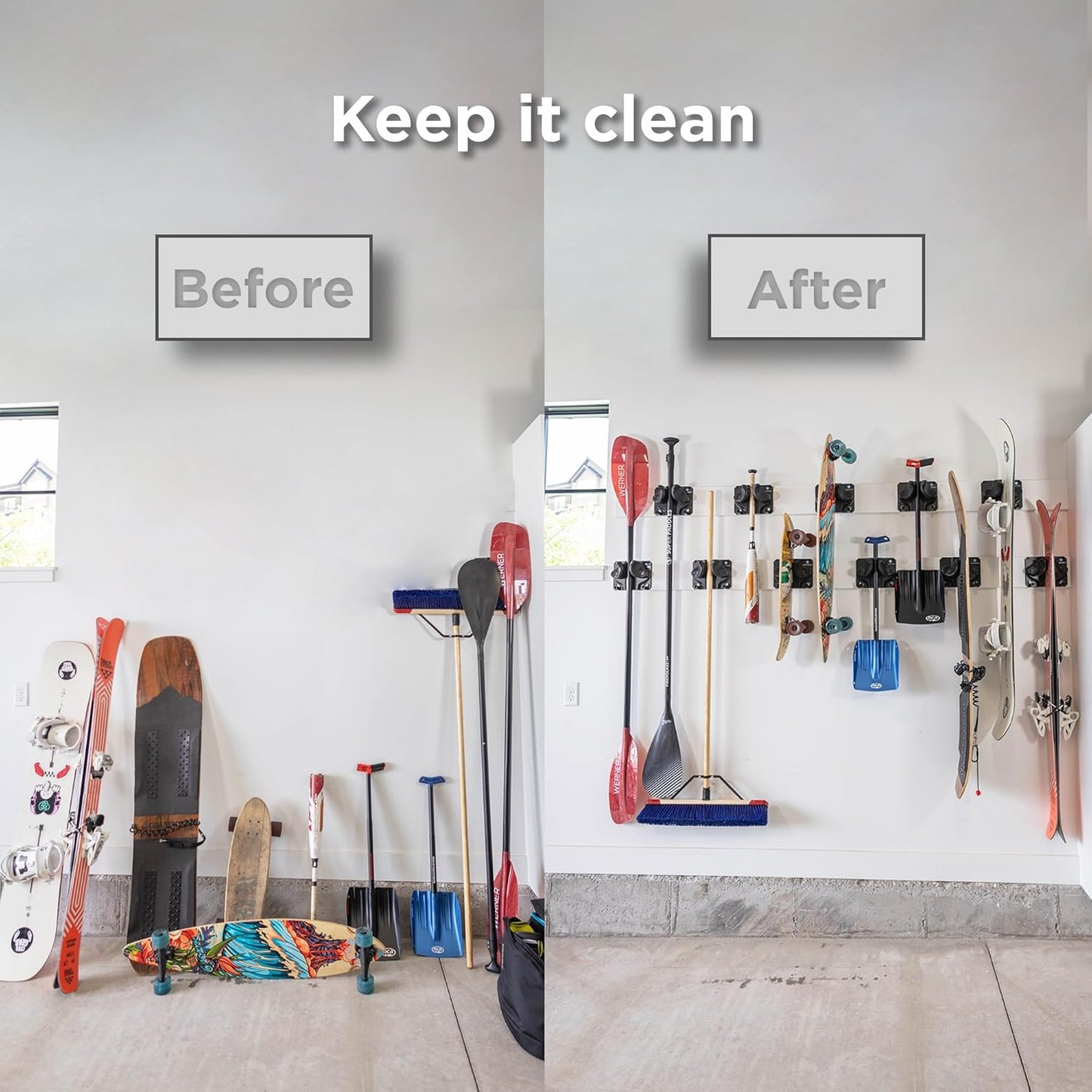 Ultimate Ski & Snowboard Wall Rack | Secure, Non-Slip Storage | Fits Any Ski/Board | Garage Organization | Ski Storage Rack | Snowboard Storage Rack | Winter Gear Organizer | 3 Pck