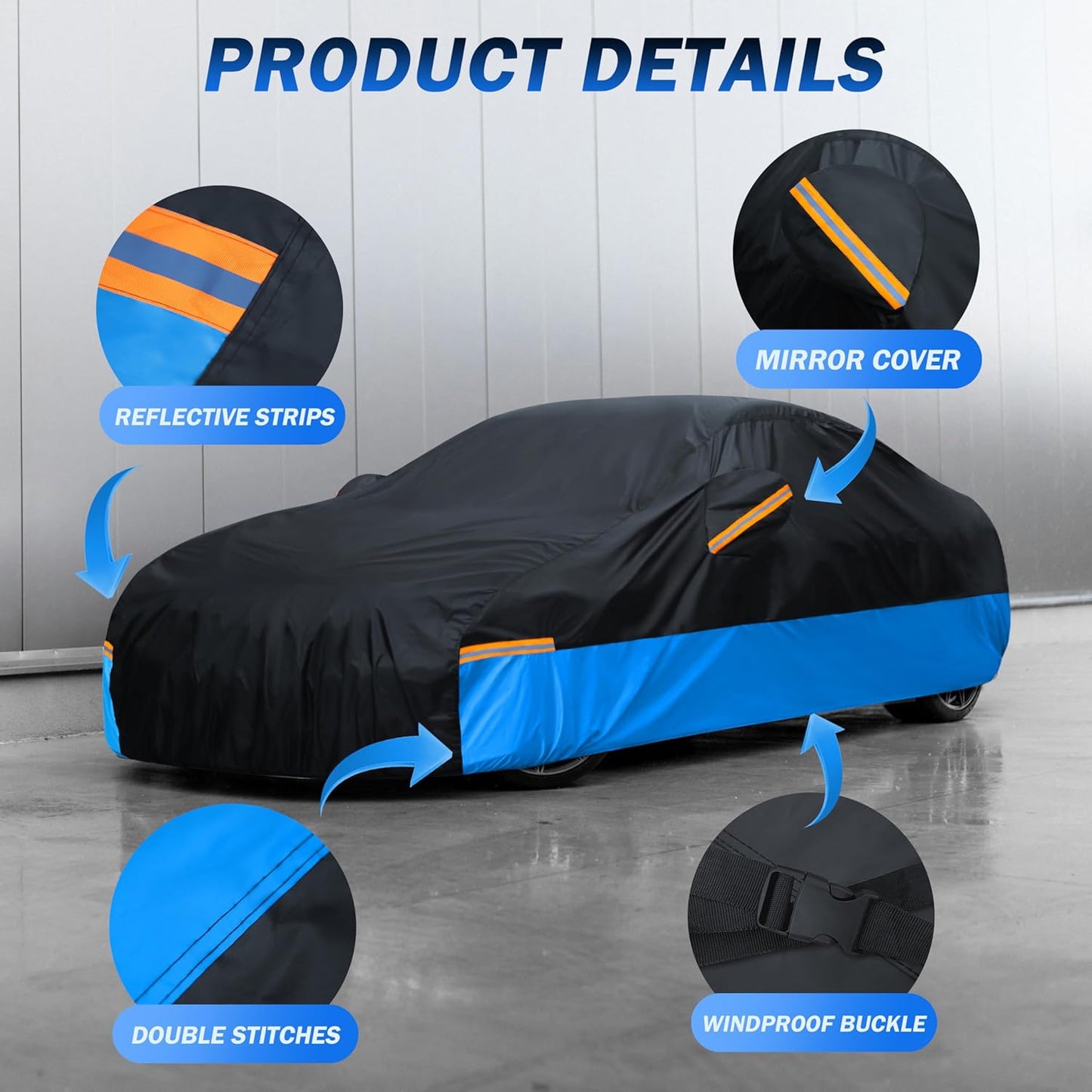 Car Cover Waterproof All Weather Outdoor Windproof Dustproof UV Protection Fit Coupe Audi e-tron GT,Chvrolet Camaro/Monte Carlo,Dodge Challenger/Charger,Honda Clarity etc.