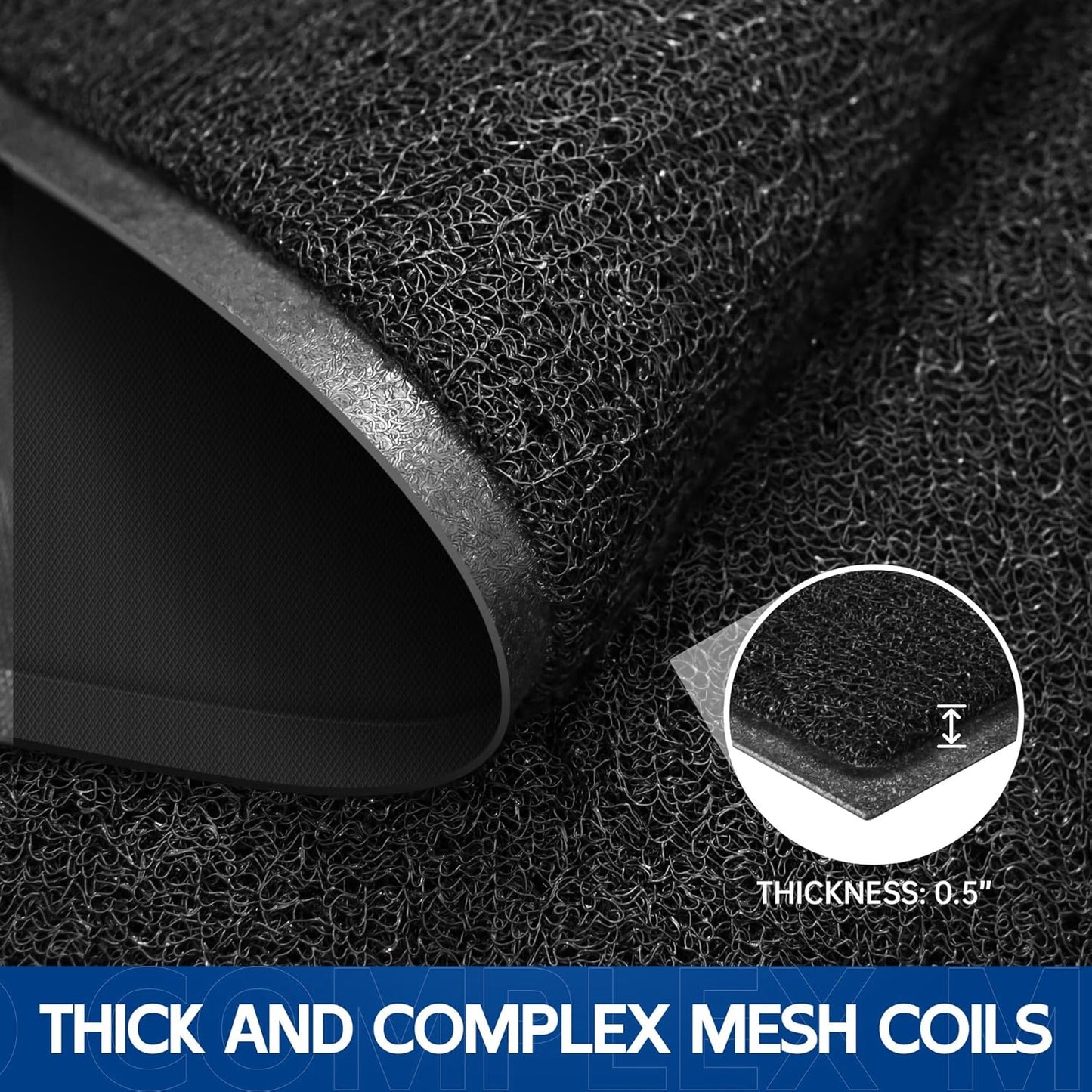 Sturdy Front Door Mat, 48" x 24" Heavy Duty Indoor Outdoor Doormat for Entryway, Fade Resistant, Waterproof Low Profile Entry Mat, Non Slip Welcome Mat for Outside Entrance, Patio, Home