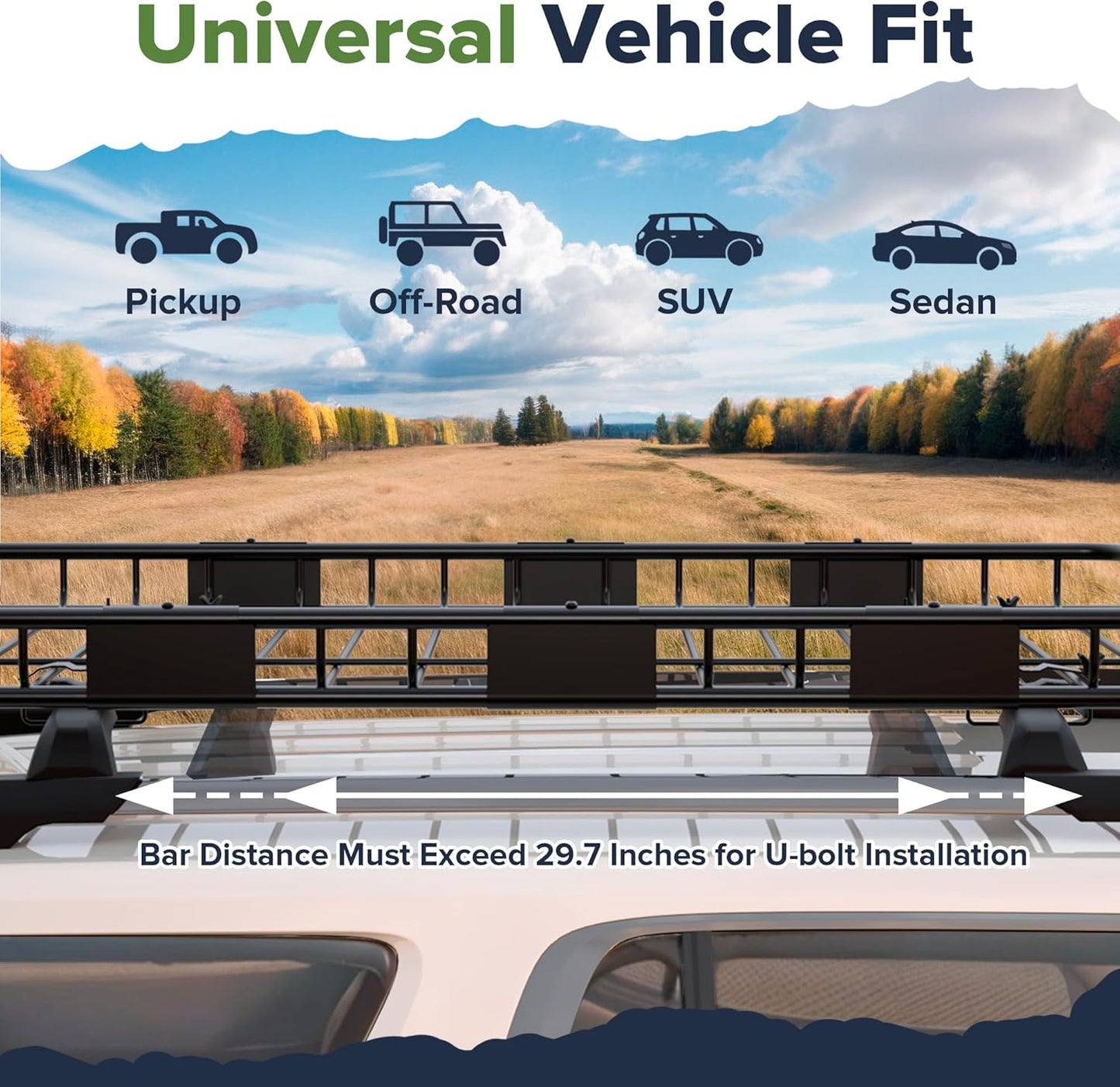 ARKSEN 64 x 39 x 4 Inch Upgrade Universal Roof Rack - 150Lbs Capacity Heavy Duty Rooftop Cargo Carrier with Extension for Car, SUV & Pickup, Durable Steel, Easy Install, Spacious Storage