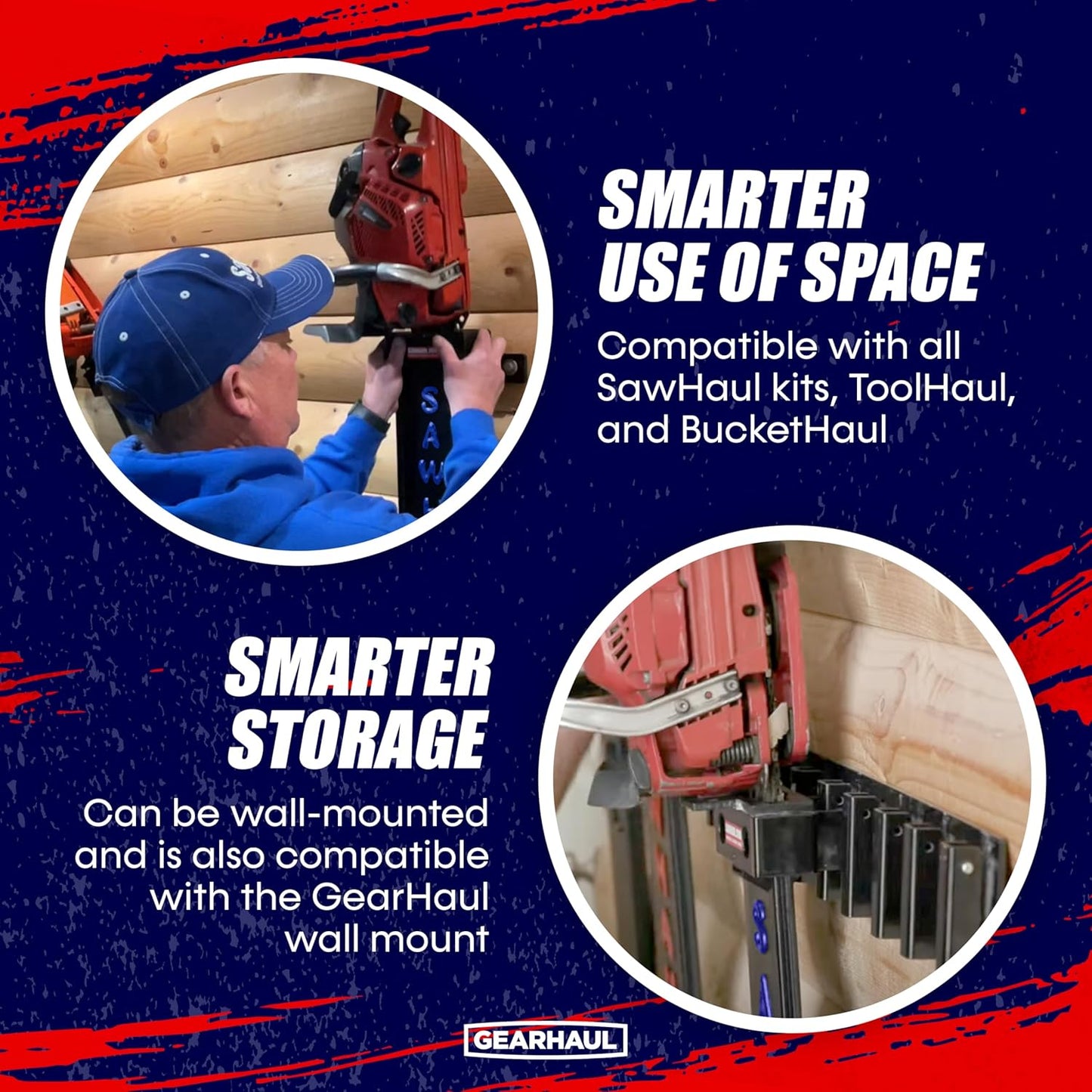 SawHaul Snap-Lok Universal Chainsaw Carrier Kit for Tractors and Skid Steers – 28 Inch Blue Scabbard with Rotating Mount – Compatible with All Chainsaw Brands – Made in USA