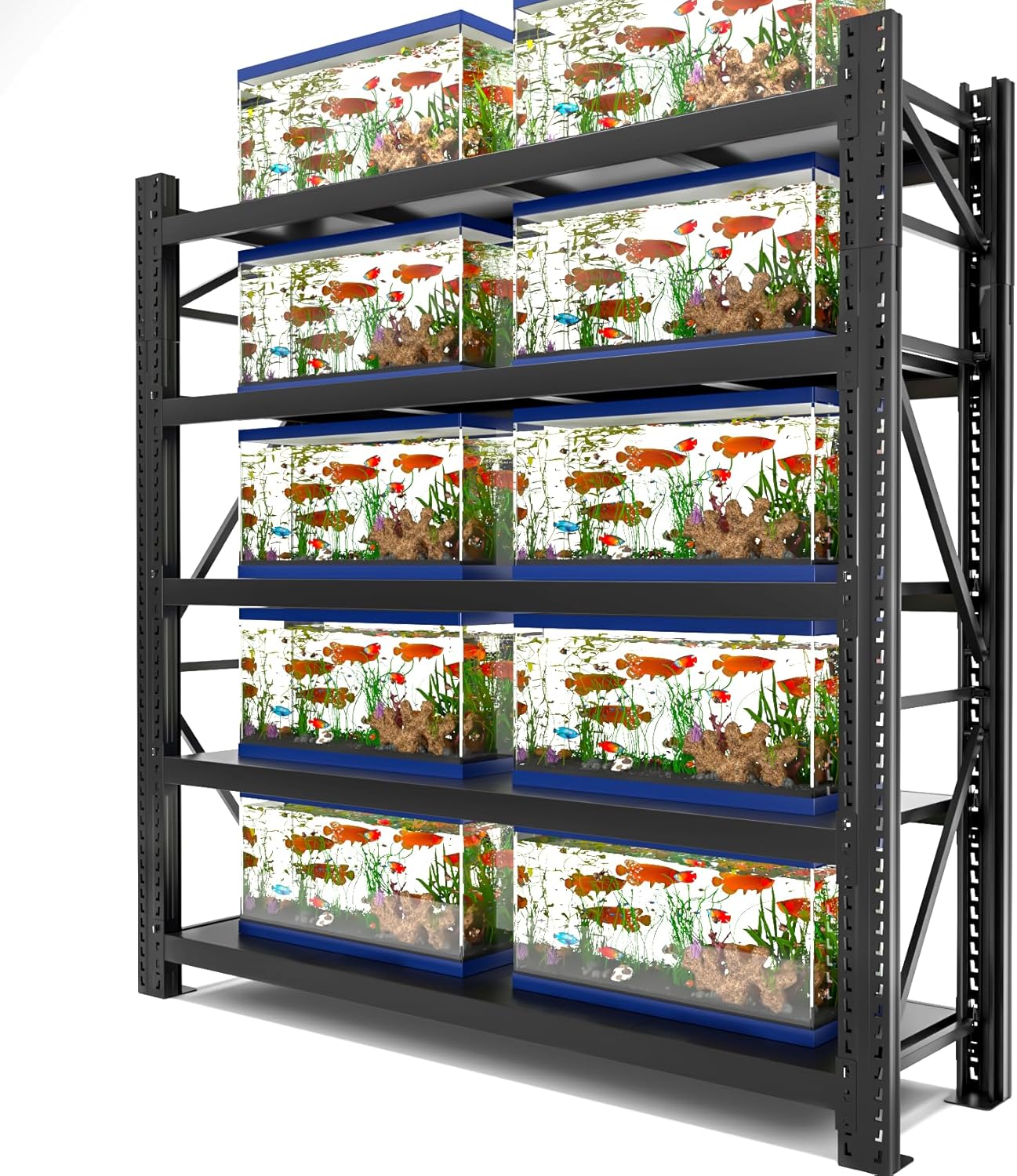 Garage Shelving Heavy Duty - 78.7" W Extra Large Metal Shelving Units and Storage for 8000lbs, 5tier Adjustable Basement Storage Industrial Shelves Pallet Racking Organizer（23.6" D *78.7" W * 98.4" H）