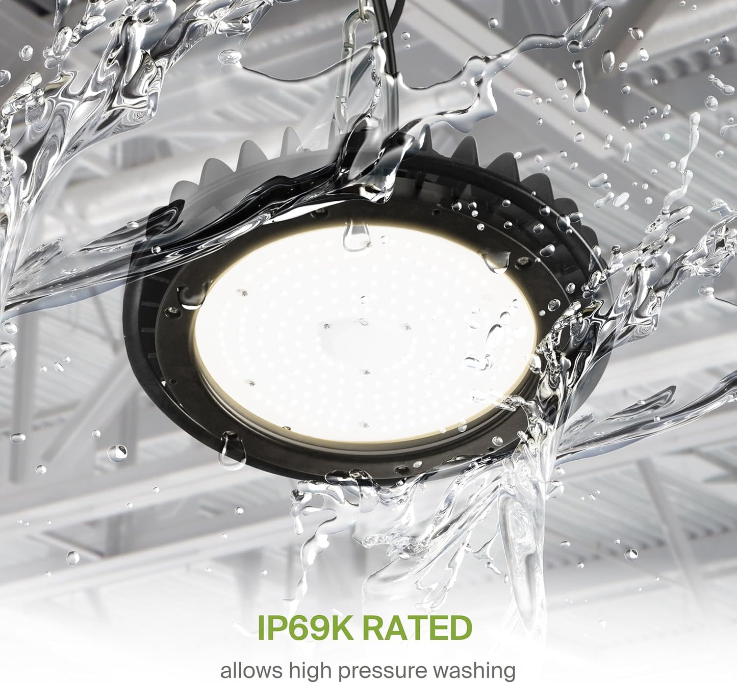 ASD LED High Bay UFO Light Fixture, Commercial Shop Lighting | Dimmable, IP69K Waterproof, DLC Premium, UL Listed | 200W 29000LM 3500K 100-277V | Warehouse, Garage, Workshop, Barn Lamp | Black