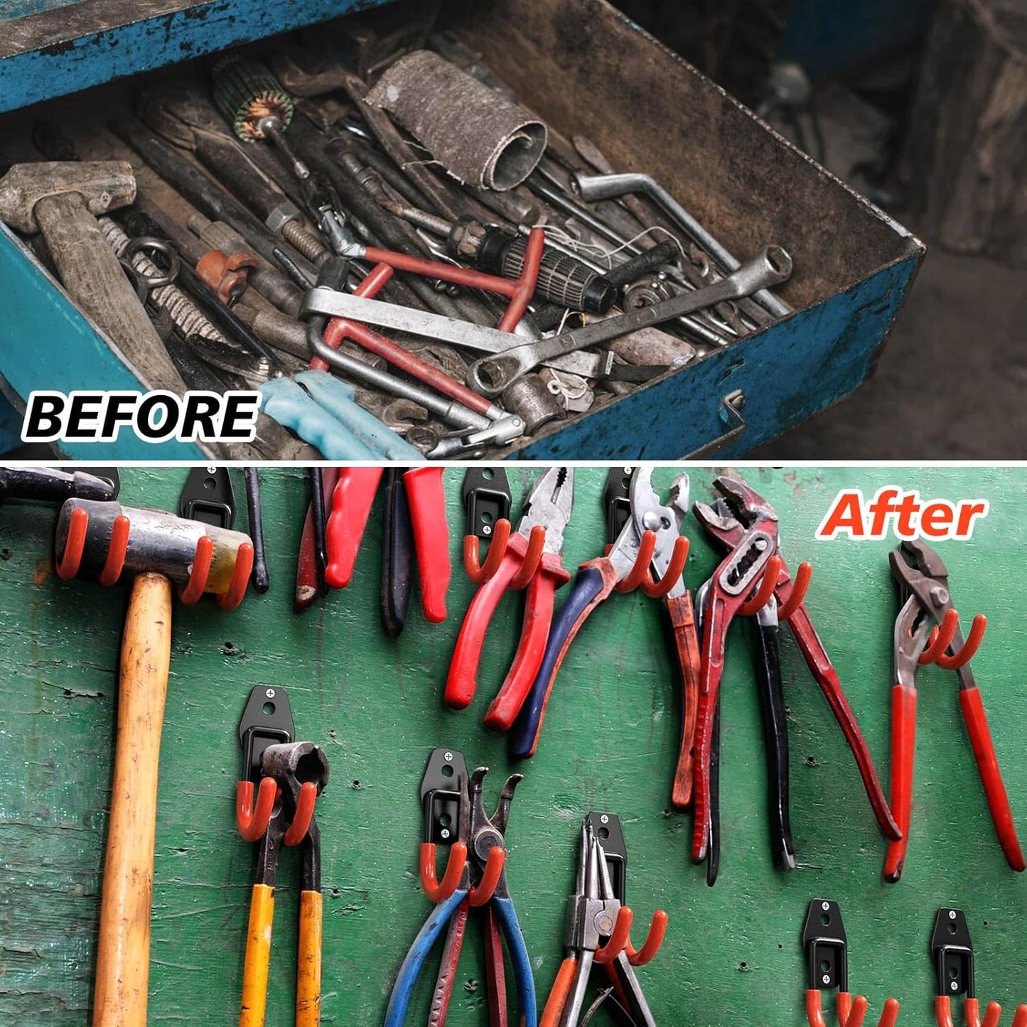 4 Pack 4.7x2.6 inch J Heavy Duty Garage Hooks,Solid Steel Wall Mount Hangers,with Anti-Slip Coating,for Hanging and Organising Ladder,Bike,Ropes,Broom,Garden,Yard and Power Tools