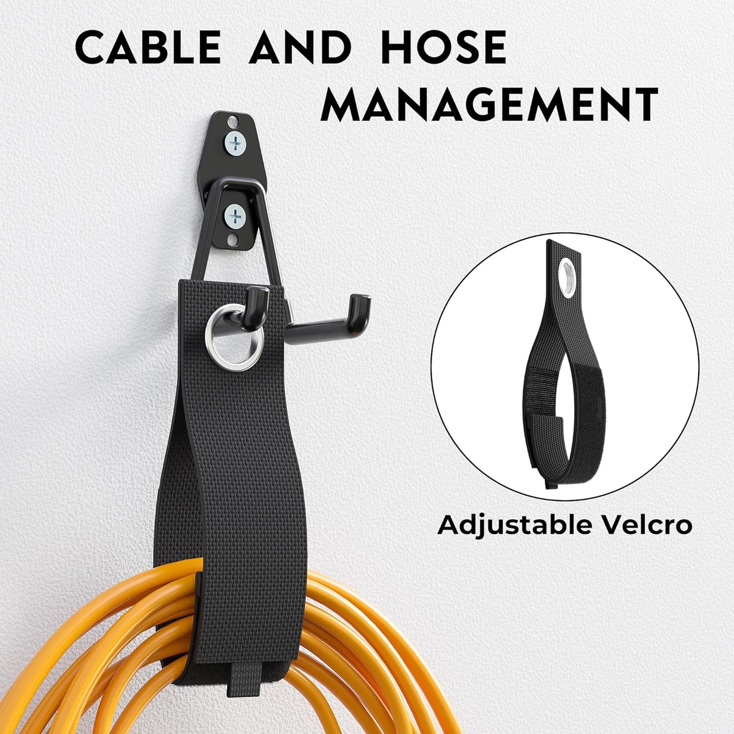 BONTEC Heavy Duty Garage Hooks, Anti-Slip Coated Black Steel with Strong Load Capacity, Multi-Sized U and J Hooks, Easy Wall Mount for Garage, Garden, Workshop (Black, 14 Pack)