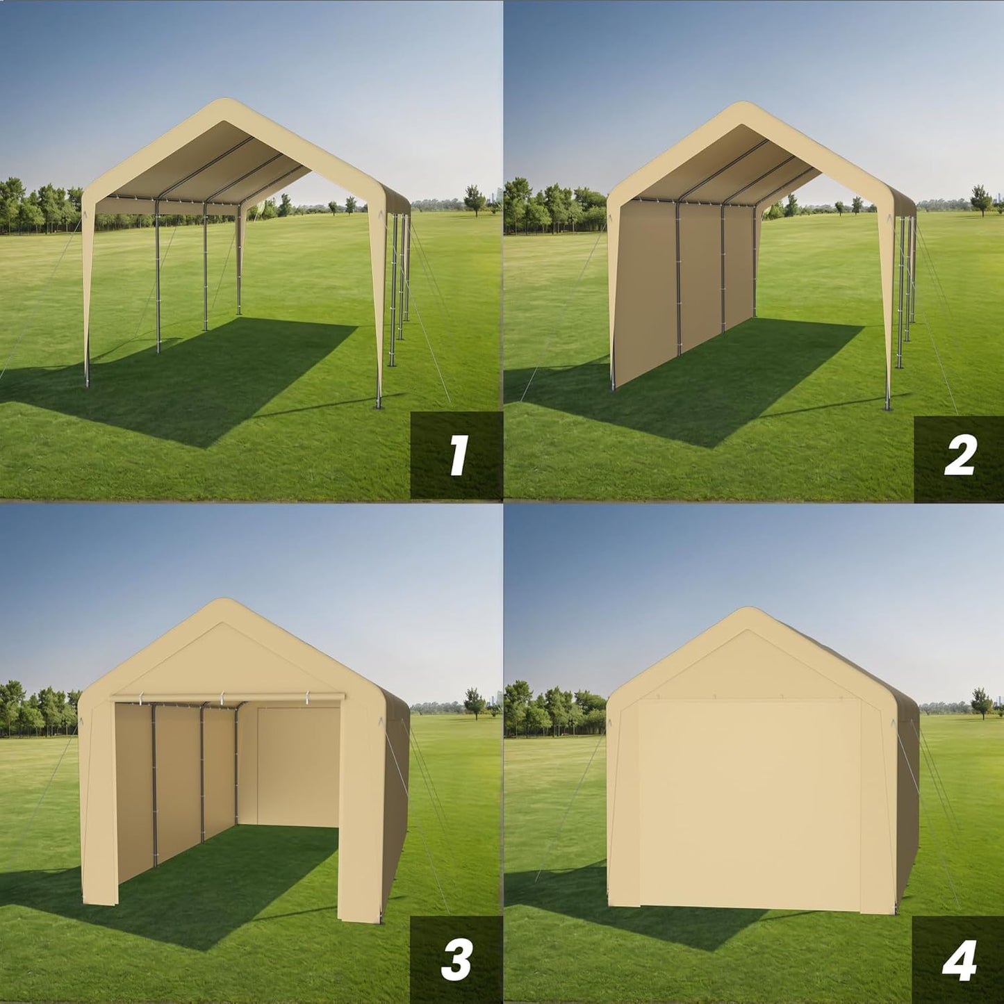 Carport 10x20 Heavy Duty Portable Garage w/Removable Sidewalls & Roll-Up Door Car Canopy Party Tents Waterproof UV Resistant All Weather Car Port for Trucks,Boats (Yellow)