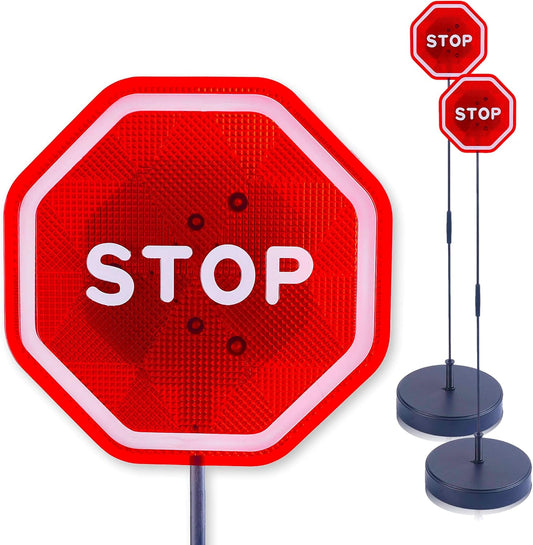 Andalus Brands Flashing LED Stop Sign Garage Parking Assistant System | Bumper Sensor,Red (2 Pack)