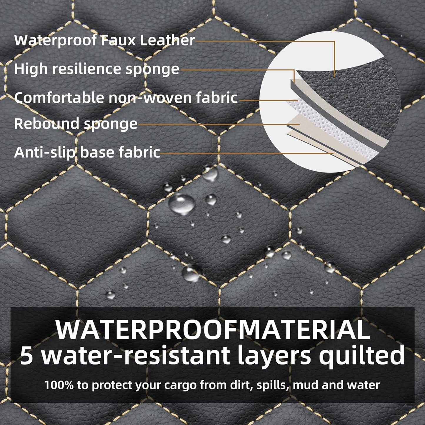 Elantrip 2PCs Front Car Seat Covers Leather Car Seat Protector Universal fit for Most Cars SUVs and Trucks Water Proof Seat Protector Black and Gold