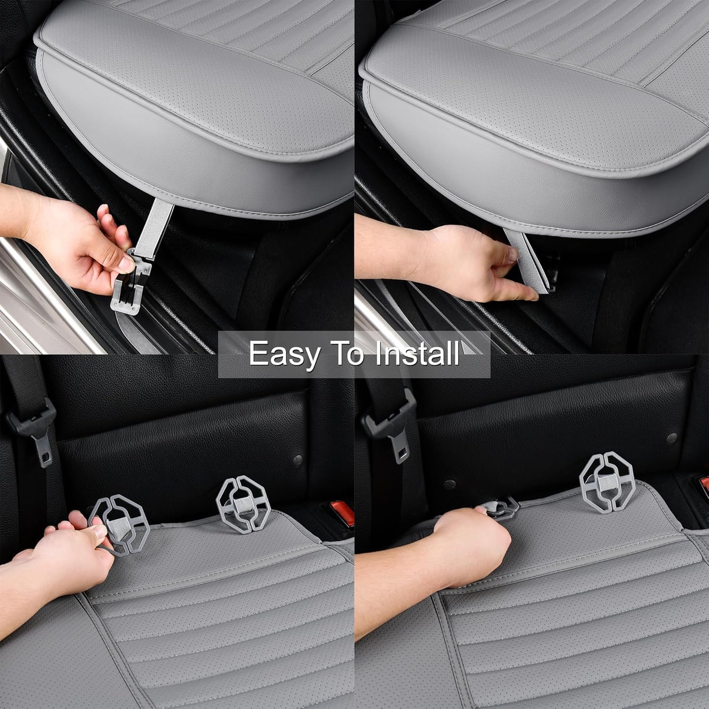 Back Seat Covers, Rear Seat Cushions, Auto Bench Protector with Breathable PU Leather and Non-Slip Bottom Universal for 4 Season (Gray, 61" x 20. 5")