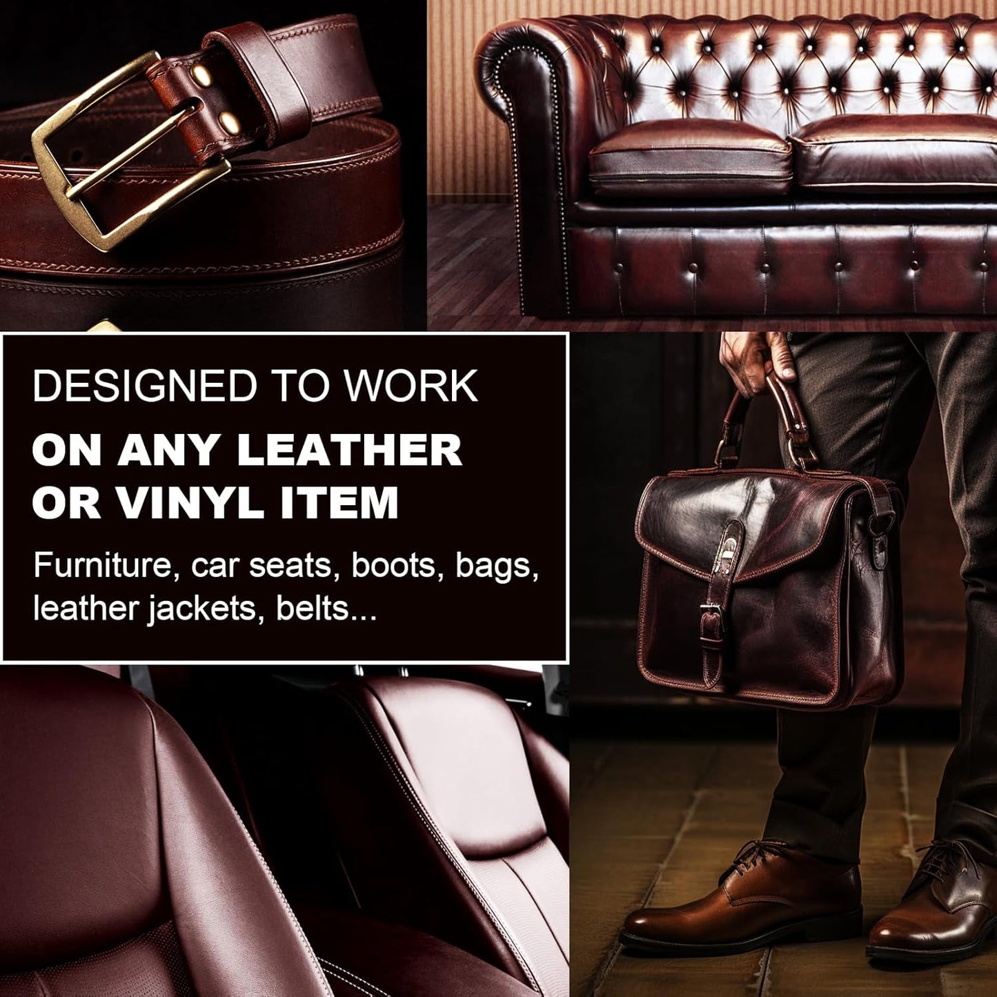 12oz Leather Recoloring Balm & 3.4oz Mink Oil Leather Conditioner kit,Maroon Leather Color Repair Kits for Couches, Leather Couch Paint Scratch Repair for Furniture Car Sofa Shoes Leather Dye