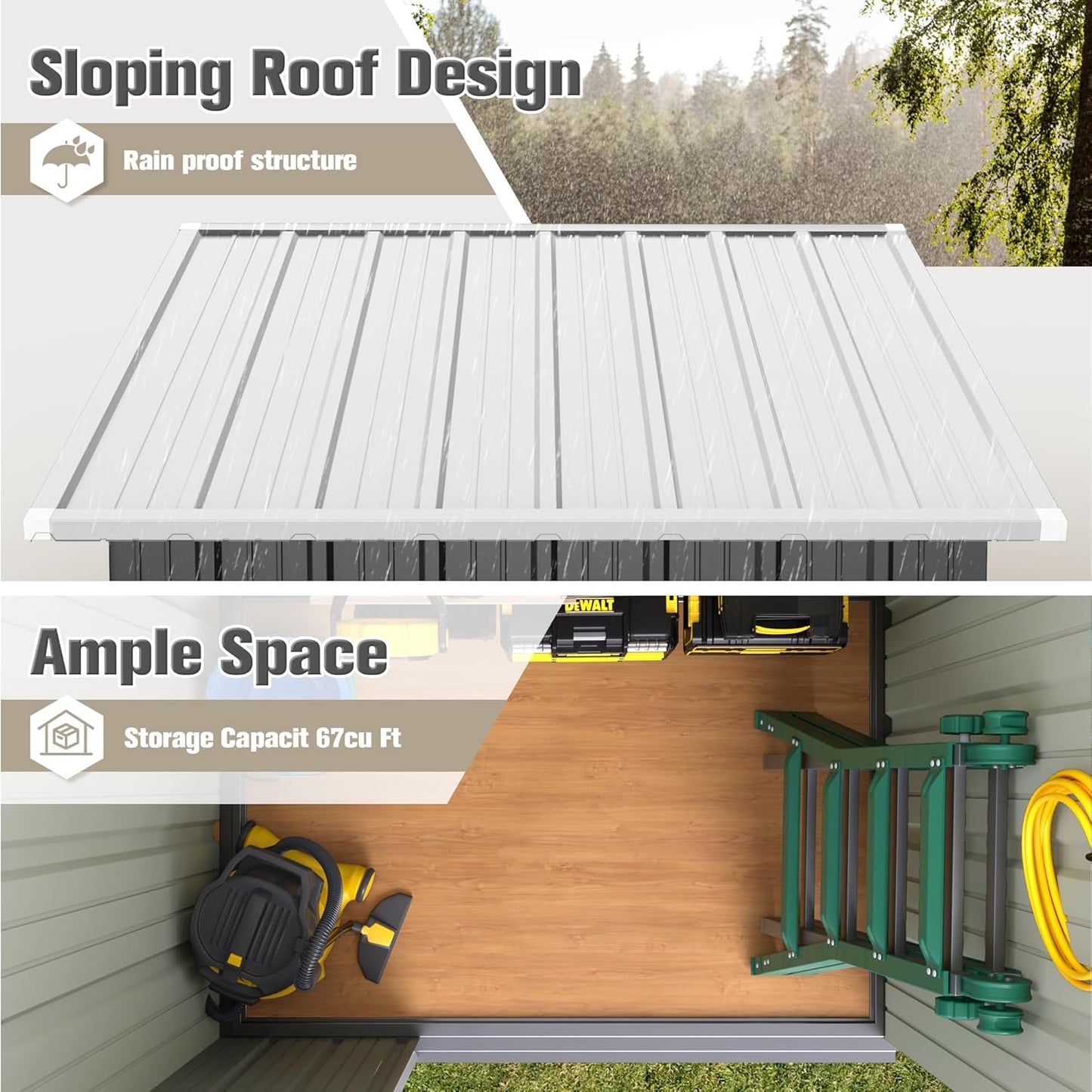 JUMMICO Metal Outdoor Storage Shed 5 x 3 FT Metal Shed with Lockable Door,Waterproof Garden Tool Shed Storage House for Backyard Patio Lawn,Grey