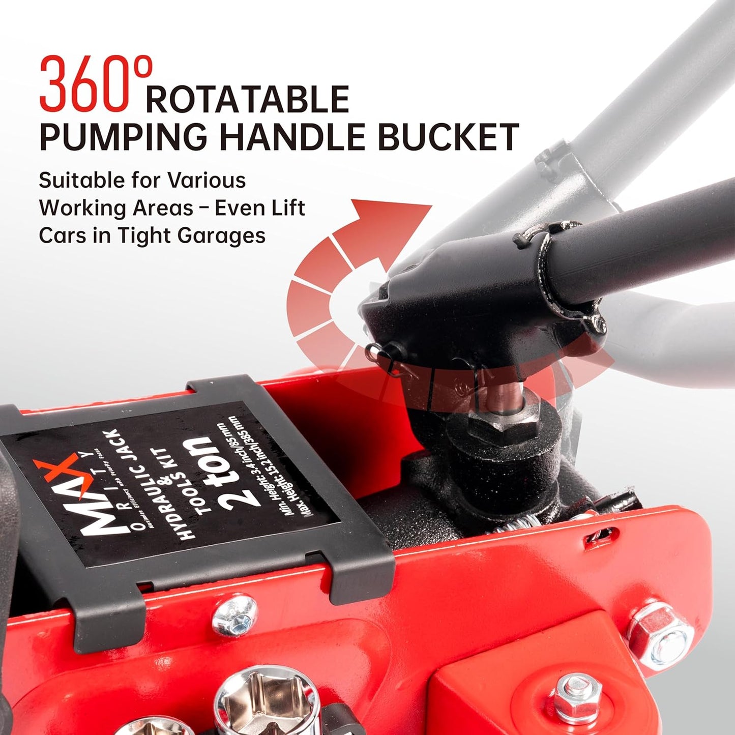 2-Ton (4400 lbs) Hydraulic Low Profile Trolley Garage Service/Floor Jack with Blow Mold Carrying Storage Case and Universal Tire Tool Kit with Lug Wrench for Home and Workshop Vehicle Maintenance