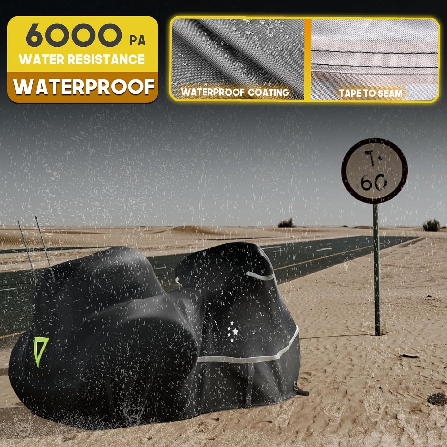 Motorcycle Cover with Side+Top Box Heavy Duty 420D Waterproof for Touring Models Harley Davidson Ultra Limited,Road Glide Limited, Gold Wing,Road Master,Indoor & Outdoor Storage Black