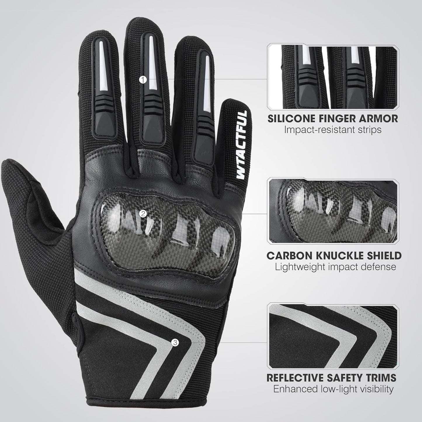 WTACTFUL Lightweight Motorcycle Gloves for Men, Touchscreen Summer Breathable Gloves for Motocross Casual Riding