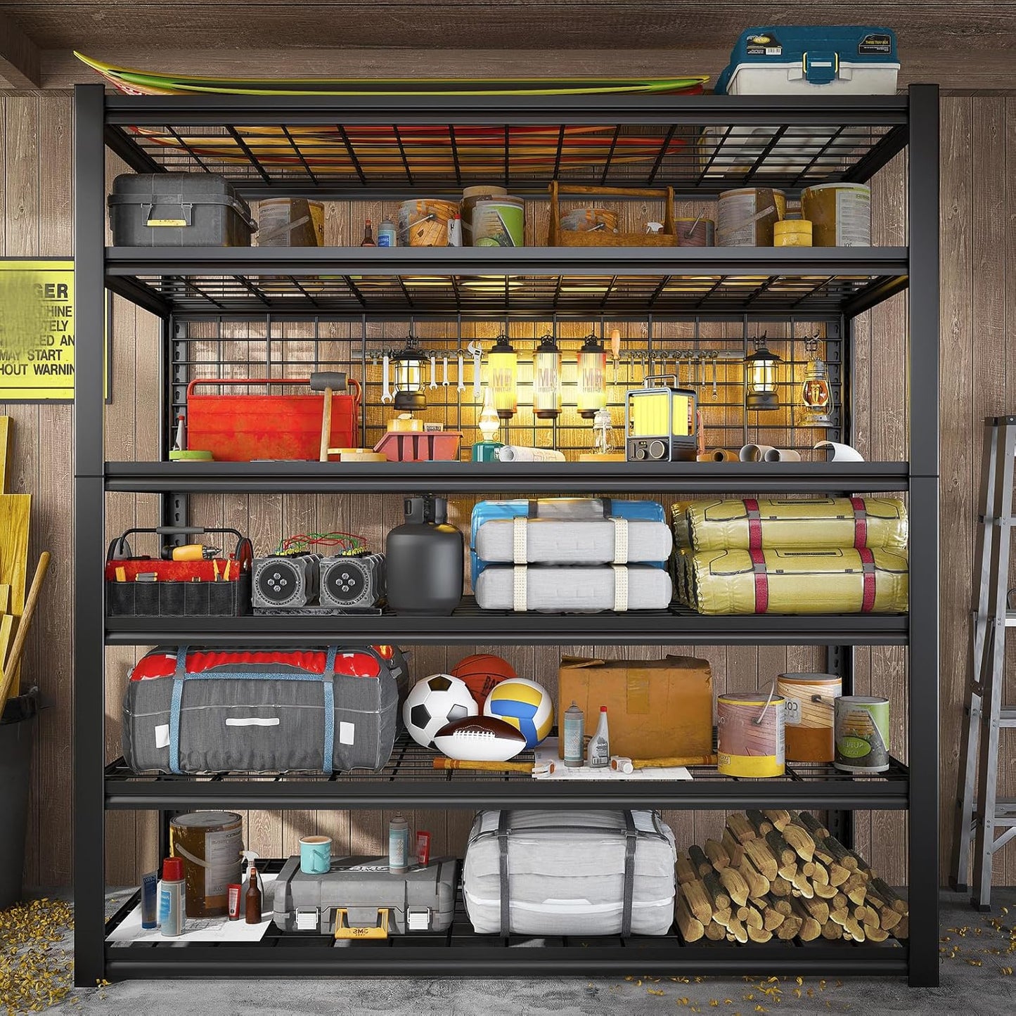 REIBII 84" H Garage Shelving, 6-Tier Storage Shelves Heavy Duty Loads 3500LBS, 48" W Adjustable Garage Shelves, Metal Shelving for Basement, Warehouse, 84" H x 48" W x 20" D