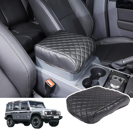 Car Armrest Box Cover Protector Compatible with Ineos Grenadier 2020-2024 Center Console Lid Protector Cover Original Customized Armrest Cover (Matte Black)