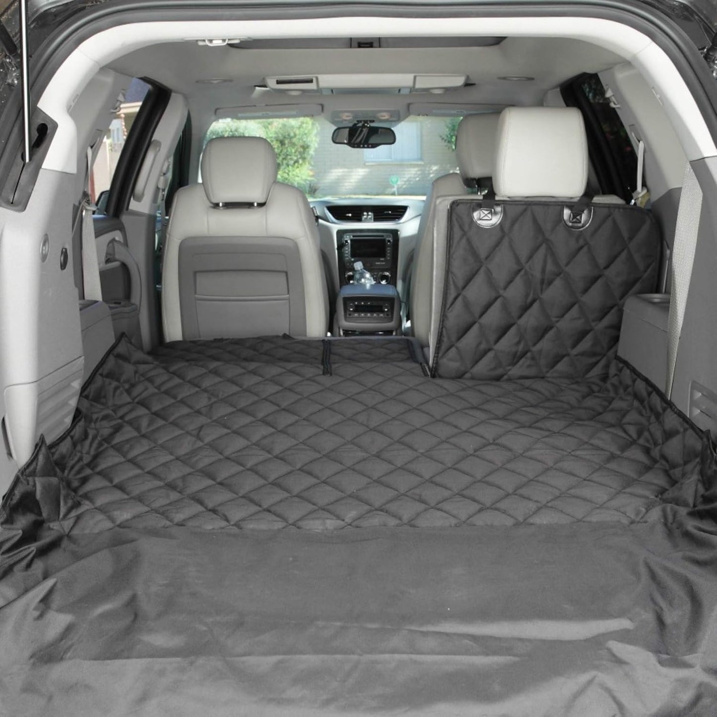 4Knines SUV Cargo Liner for Dogs, Trunk Mat for SUV, Durable Cargo Cover, Protector – Compatible with 60/40 Split Bench & Armrest Pass-Through, Waterproof, Machine Washable, Non-Slip (Large, Black)