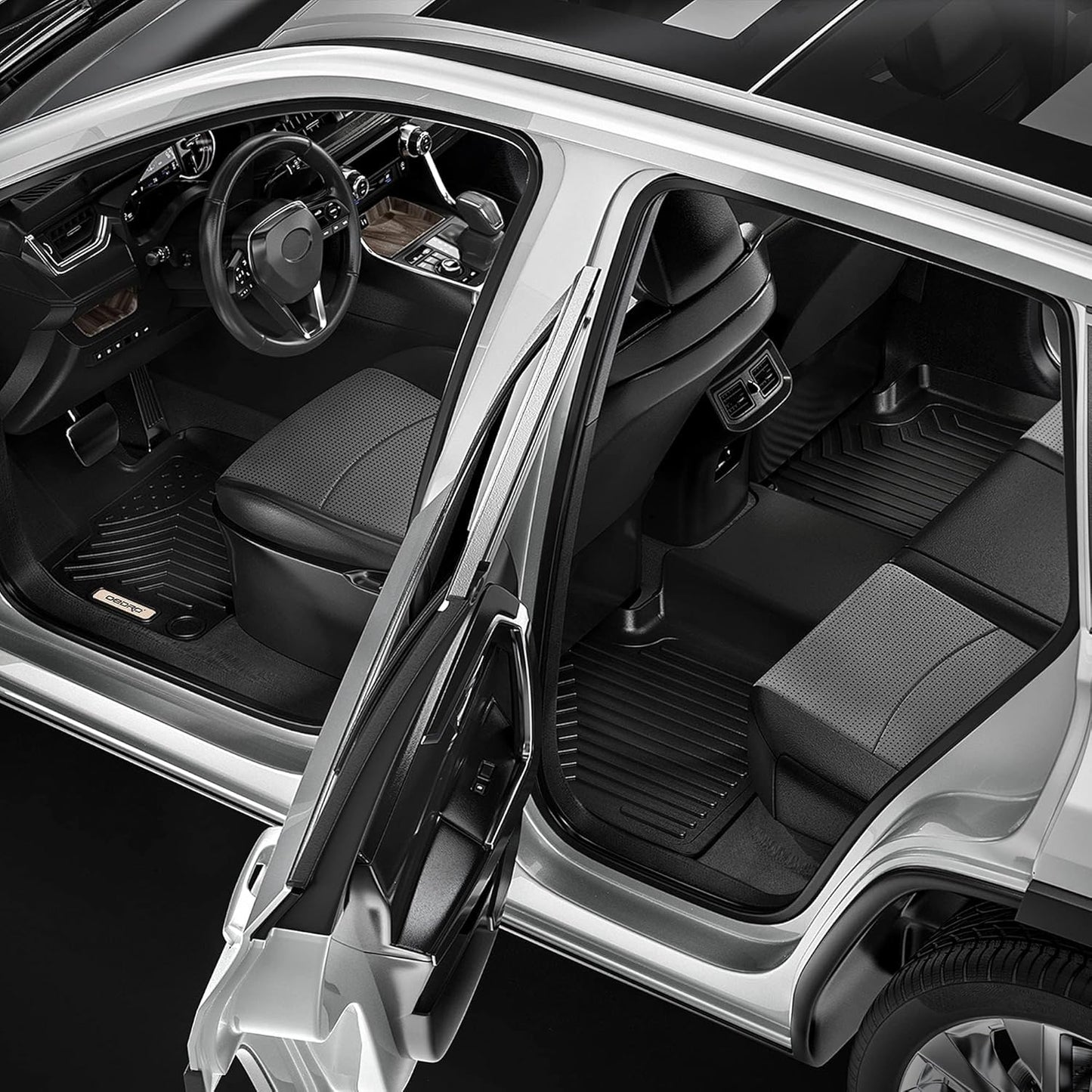 OEDRO Floor Mats Fit for 2014-2015 Nissan Altima / 2016-2020 Nissan Maxima, Unique Black TPE All-Weather Guard Includes 1st and 2nd Row: Front, Rear, Full Set Liners