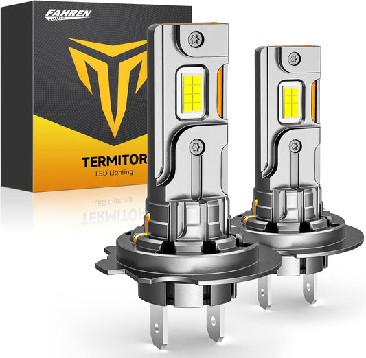 Upgraded H7 H7LL Light Bulbs, 60,000LM Insane Brightness, Real 1:1 Halogen Mini Size H7 Fog Lights, 6500K White with Ultra-Bright LED Chips, Plug and Play, Pack of 2