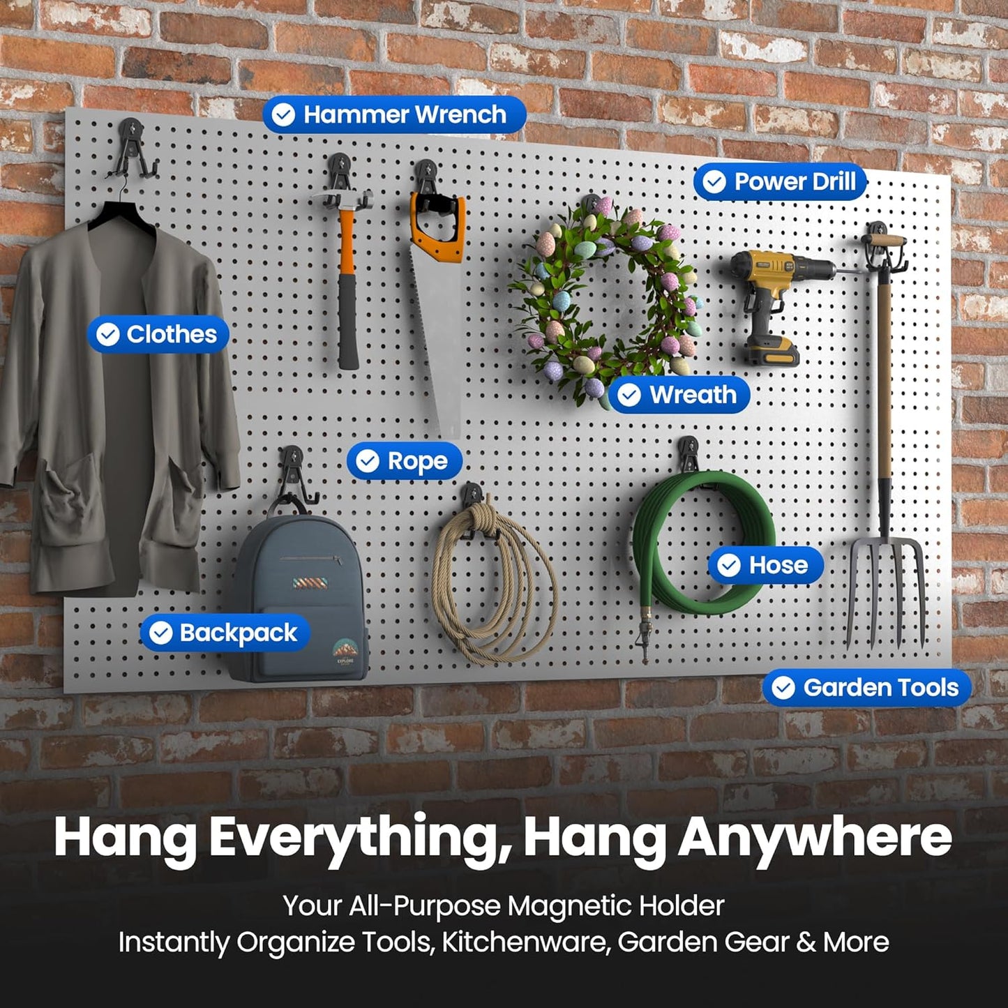 4 Pack Large Magnetic Hooks Heavy Duty Extra Strong Magnetic Garage Hooks Big NdFeB Industrial Magnet Hooks Magnetic Utility Storage Holder Organization with Anti-Slip Coating for Hanging Garden Tool