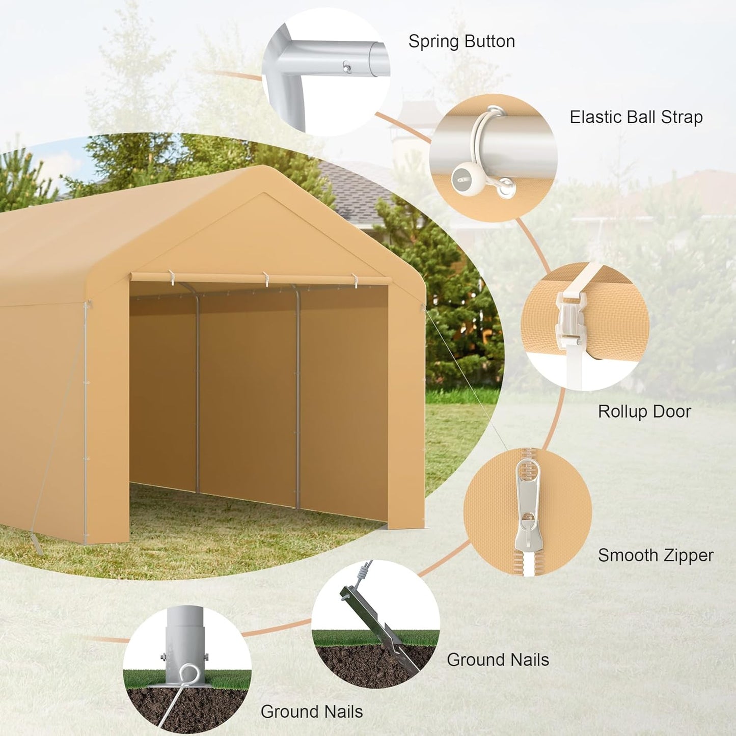 Morngardo Carport 10'x20' Heavy Duty Car Canopy Portable Garage with Removable Sidewalls & Doors for Truck Boat Car Port, Party, Storage (Yellow)