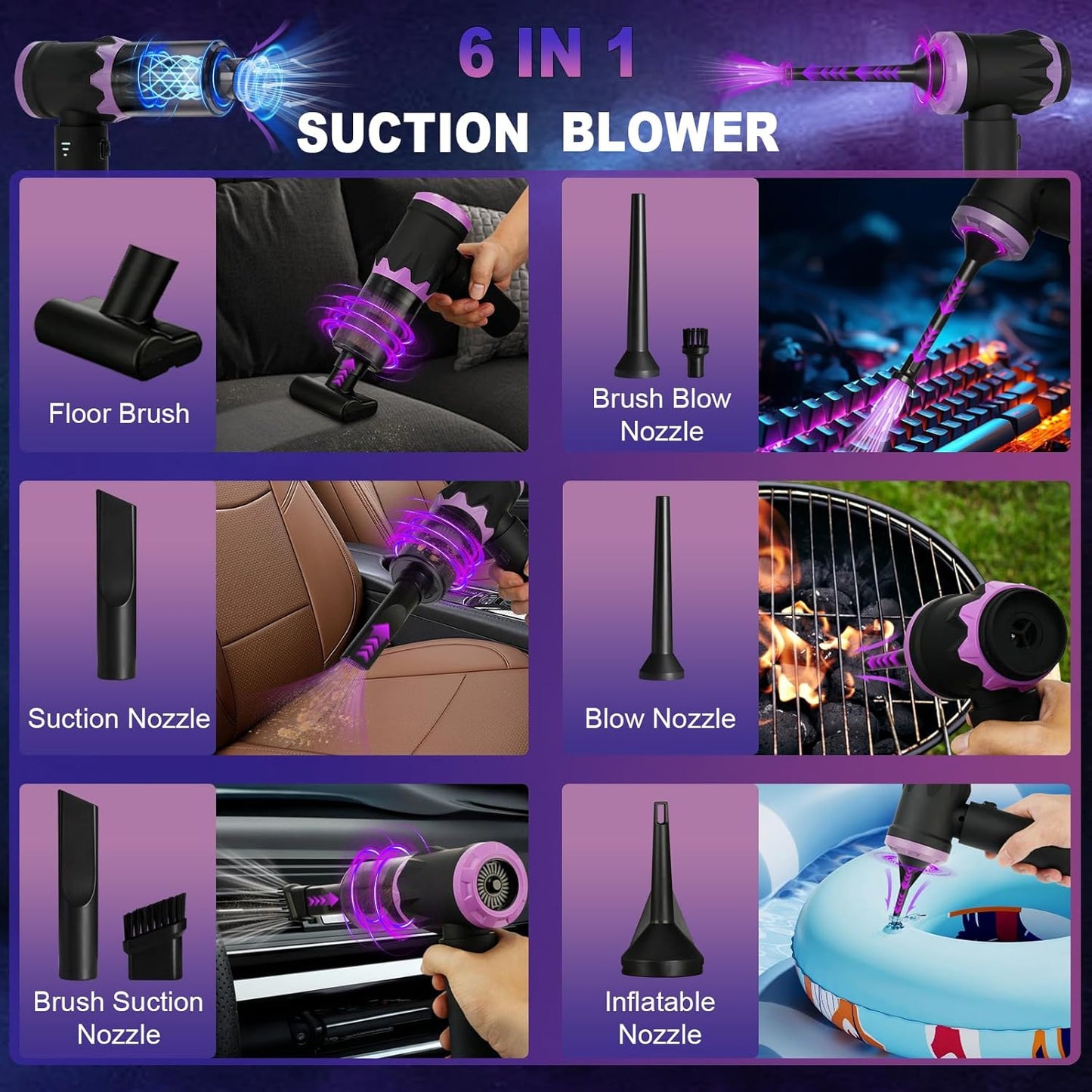 9-In-1 US-Designed Car Vacuum Portable Cordless【Powerful Brushless Motor | 28,000 Pa Suction】【5.0 Graphene Battery | Lasting Endurance】Handheld Vacuum Cordless Car for Home, Office, and Pet Hair