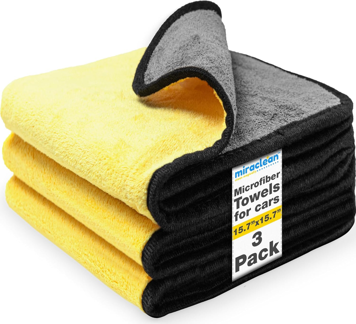 Microfiber Towels for Cars - 15.7" x 15.7" inches, Highly Absorbent Professional Grade Drying Towel Set for Superior Cleaning and Drying Performance - Car Drying & Kitchen Towel - Pack of 3