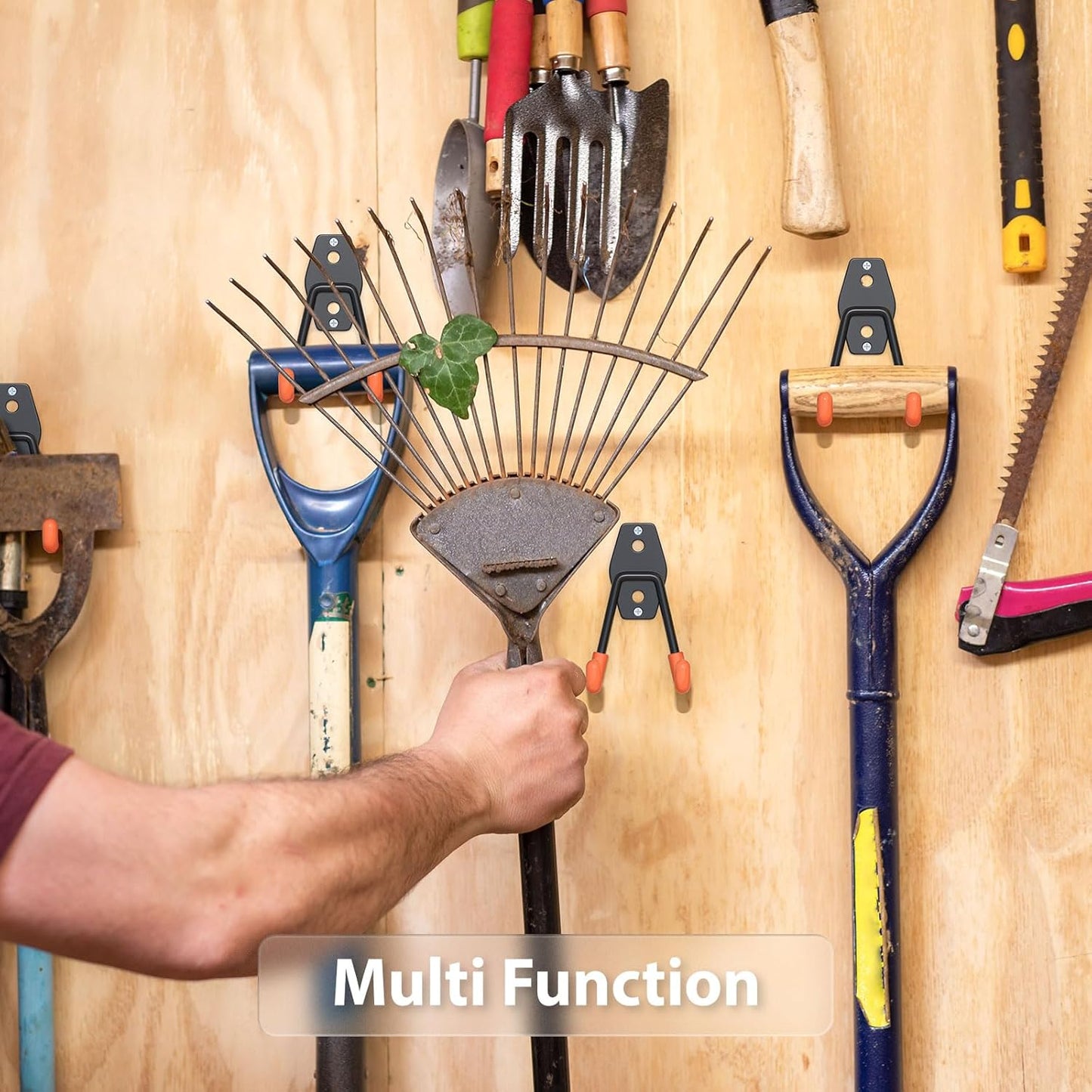 8 Pack 4.5x2.75 Inch Utility Steel Wall Mount Heavy Duty Garage Hooks with Anti-Slip Coating,Storage More Yard,Garden and Power Tools and for Hanging Hose,Ladder and Bike