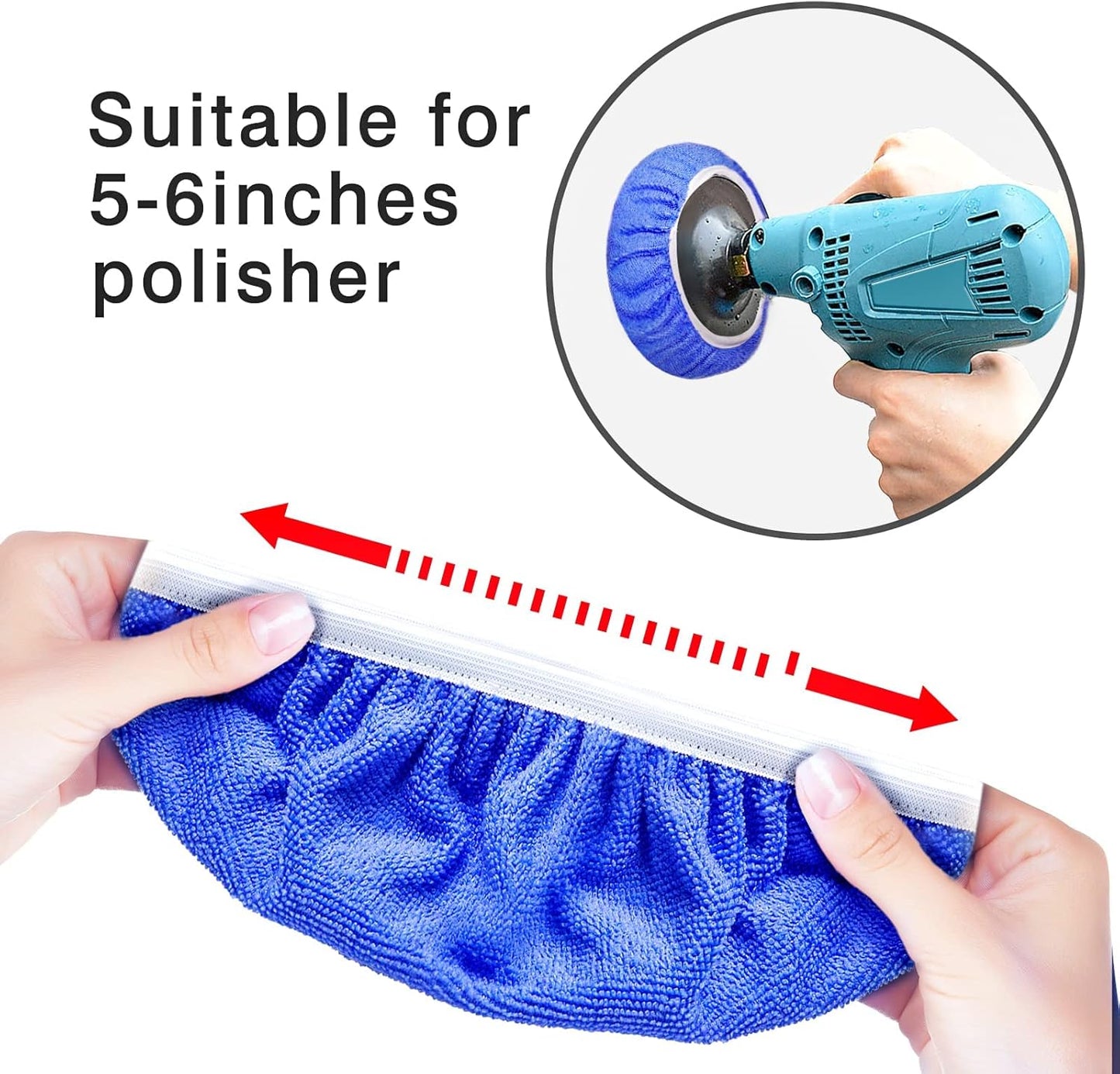 7 to 8 Inch Car Polisher Pad Bonnet, 15Pcs Car Polishing Bonnet Buffing Pads, 10*Microfiber+5*Woollen