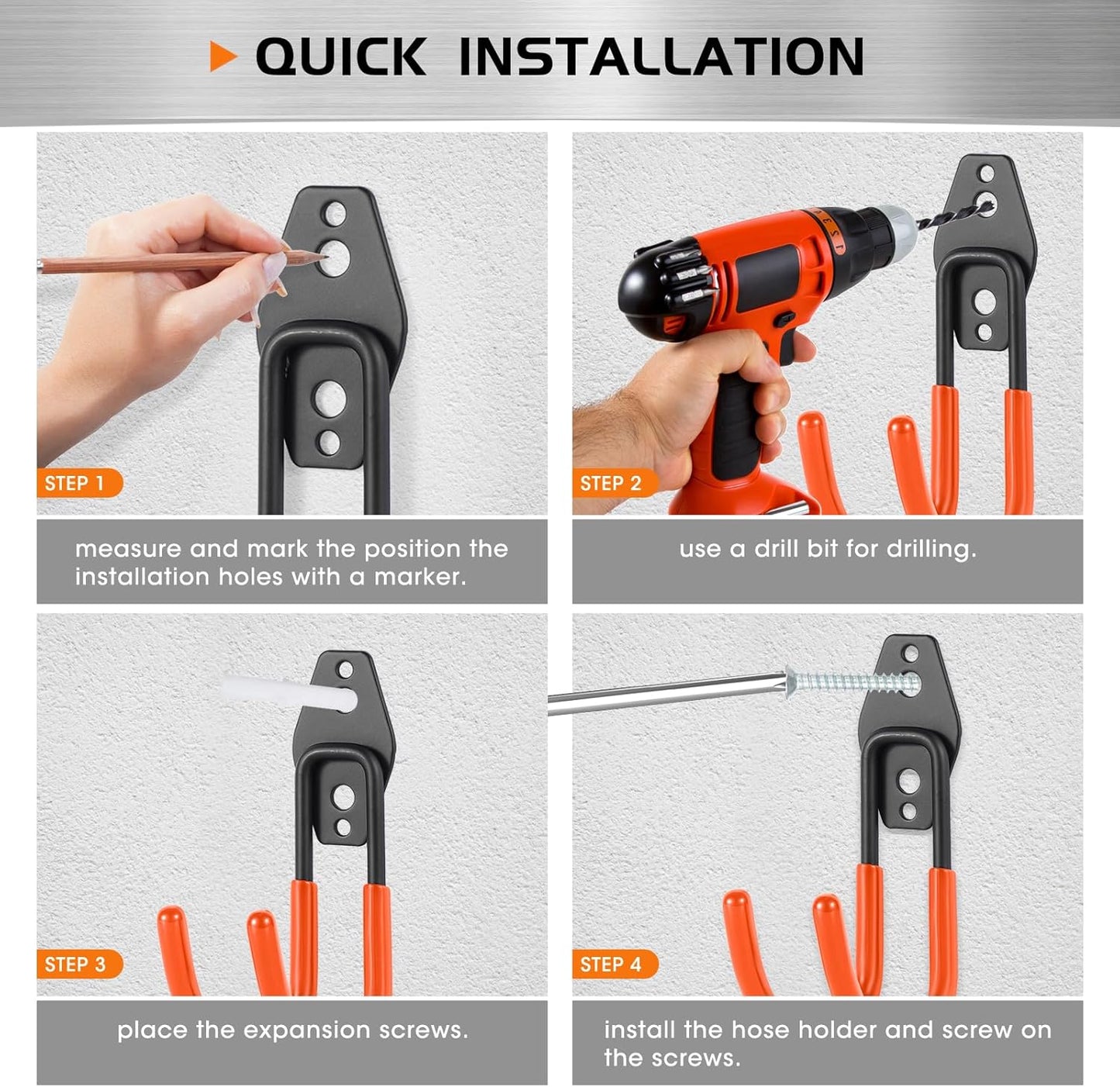 Upgraded Garage Hooks, 6 Pack Heavy Duty Wall Mount Steel Utility Hooks, Storage System Hooks for Power Tools, Garden Hose, Ladder, Bike, Cords, and More