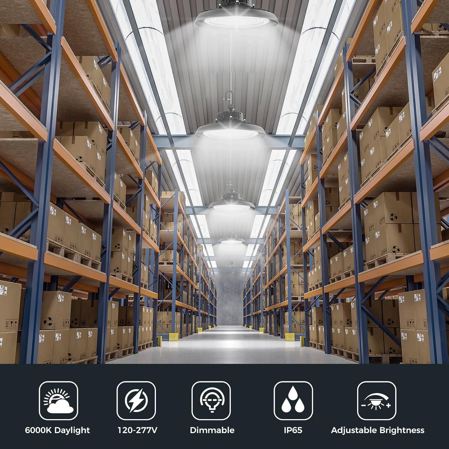 AIKVSXER LED High Bay Lights 180W UFO Shop Lights 32400LM 6000K Commercial Bay Lighting FixtureIP65 5ft Cable Plug & Play for Warehouse Factory Garage Workshop Barn 1 Pack