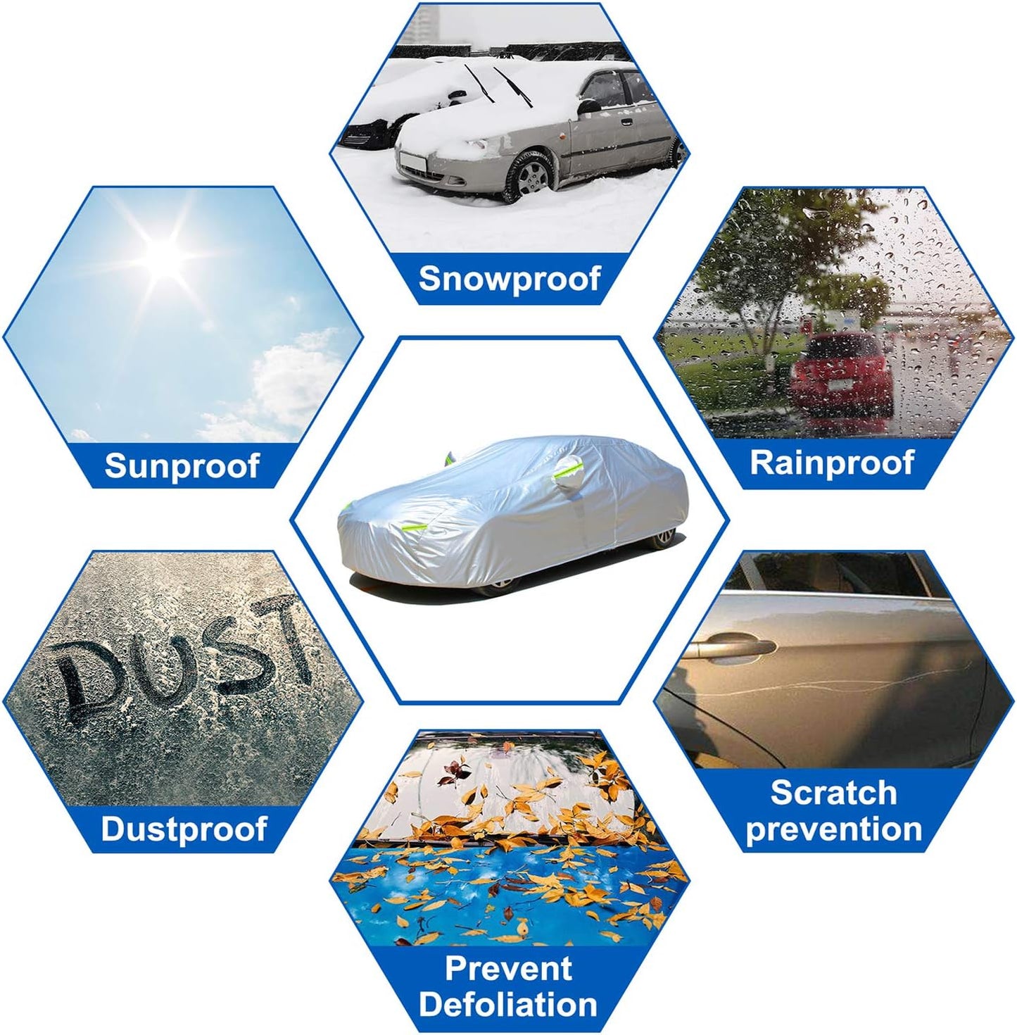 KouKou SUV Car Cover Waterproof All Weather for Automobiles, Full Exterior Jeep Cover Outdoor Universal Fit for Subaru Outback, Toyota Rav4, BMW X3, Chevy Equinox，Benz GLC, etc. (181 to 190 inches)