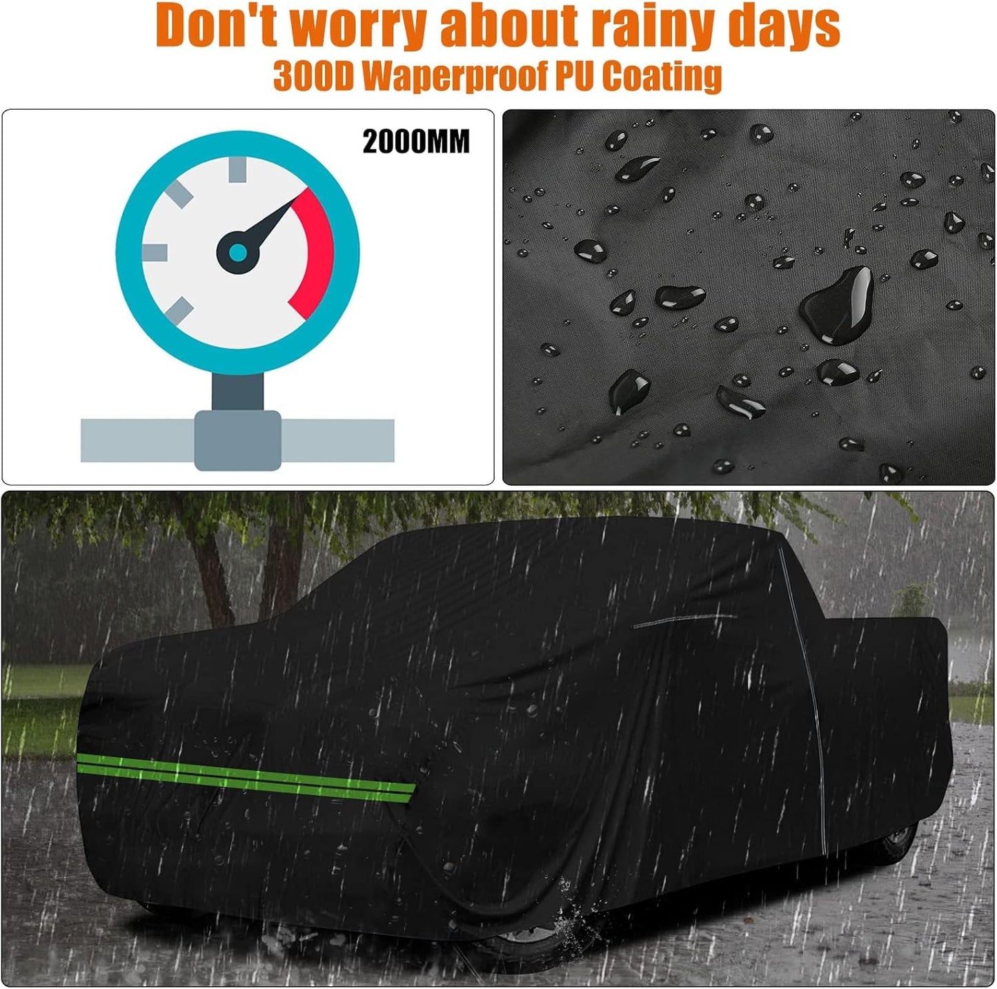 Waterproof Car Cover Compatible with Chevrolet C/K 1500/2500/3500 1988-1999, 2 Door Regular/Standard Cab Short Bed 300D All Weather Classic Car Covers with Zipper Door for Snow Rain Protection