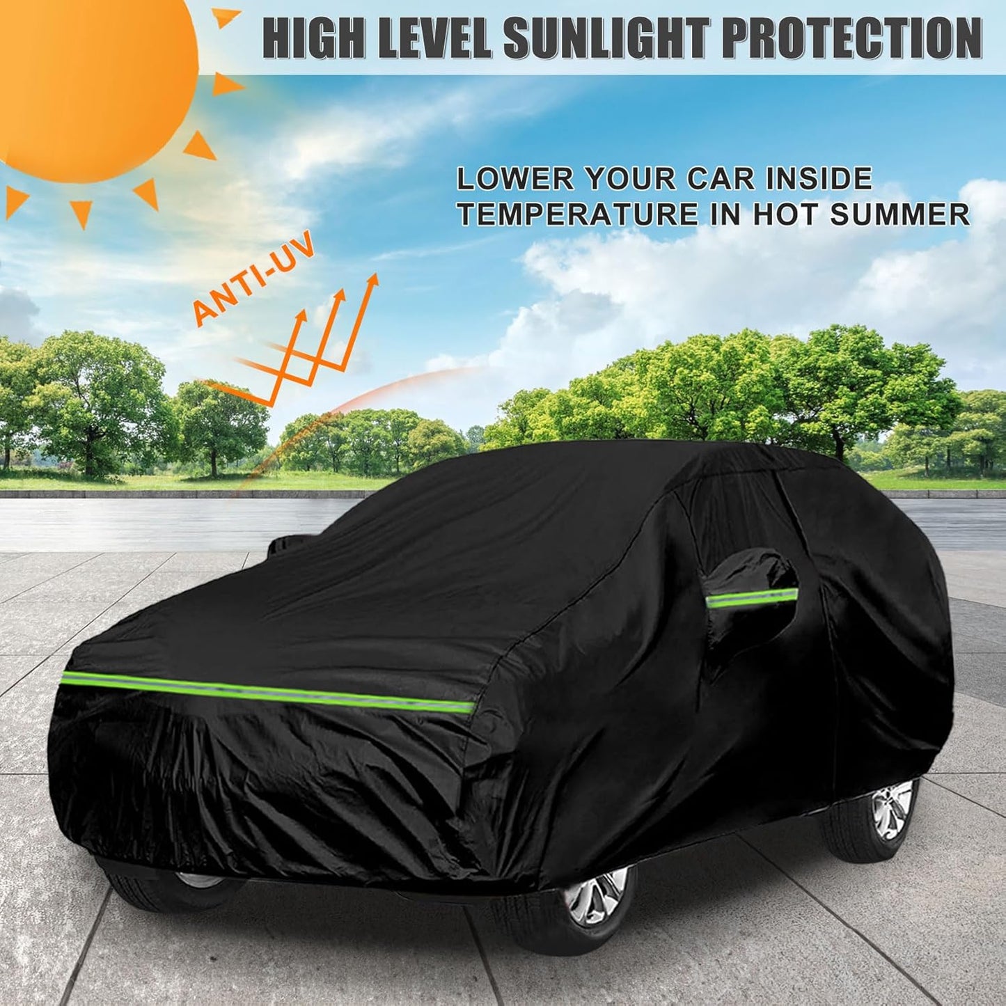 Waterproof Car Cover Compatible with Toyota C-HR 2018-2025, Black 210T Inside Cotton Cover with Door Zippers for Snow Rain Dust Outdoor Protection