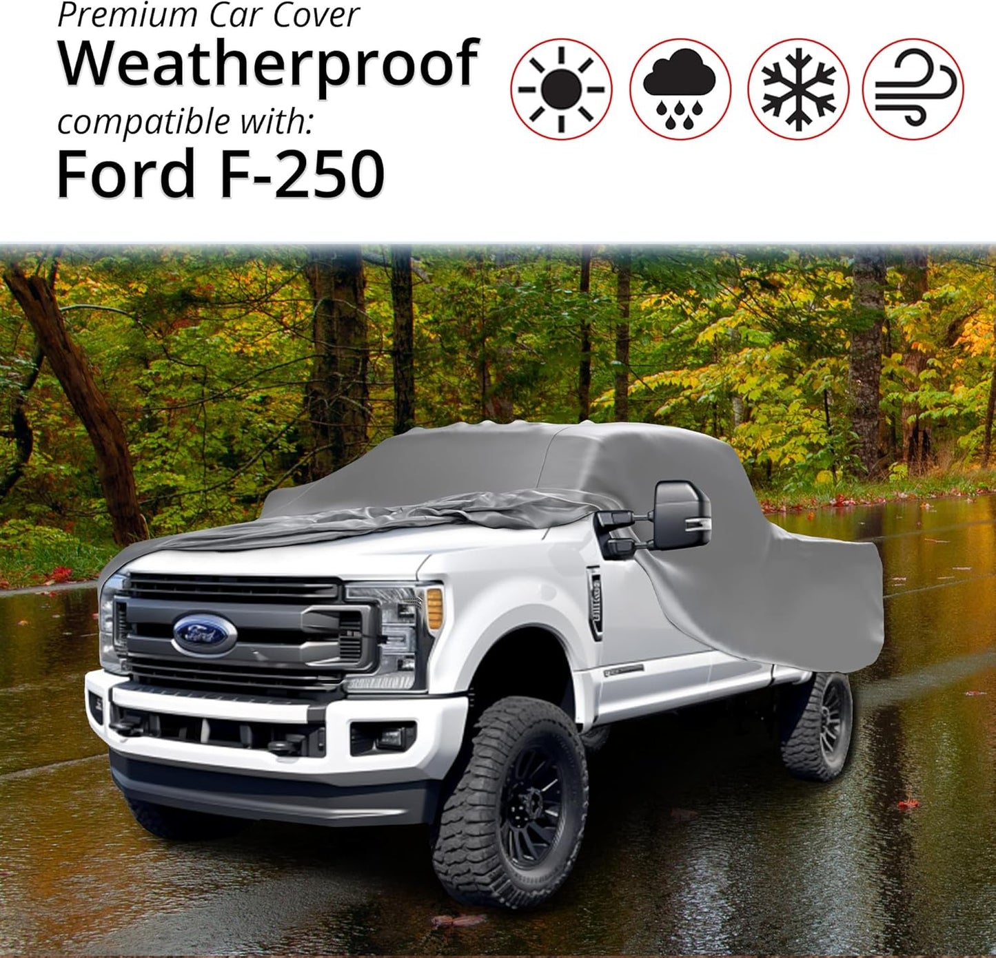 Car Covers Weatherproof Max Truck Cover & Warranty Compatible with Ford 1996-1999 F-250 SuperCab, 6.5 with Camper Shell– Outdoor Cover, Prevents Theft with Cable Lock