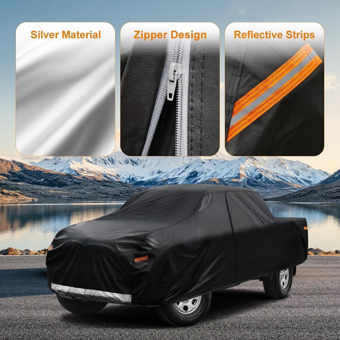 Kayme Truck Cover Custom Fit Ford F-250(1999-2000) Extended Cab Short Bed. Full Exterior Heavy Duty Outdoor Pickup Truck Car Cover Waterproof All Weather.Car Tarp for Wind Sun Dust Protection.Black