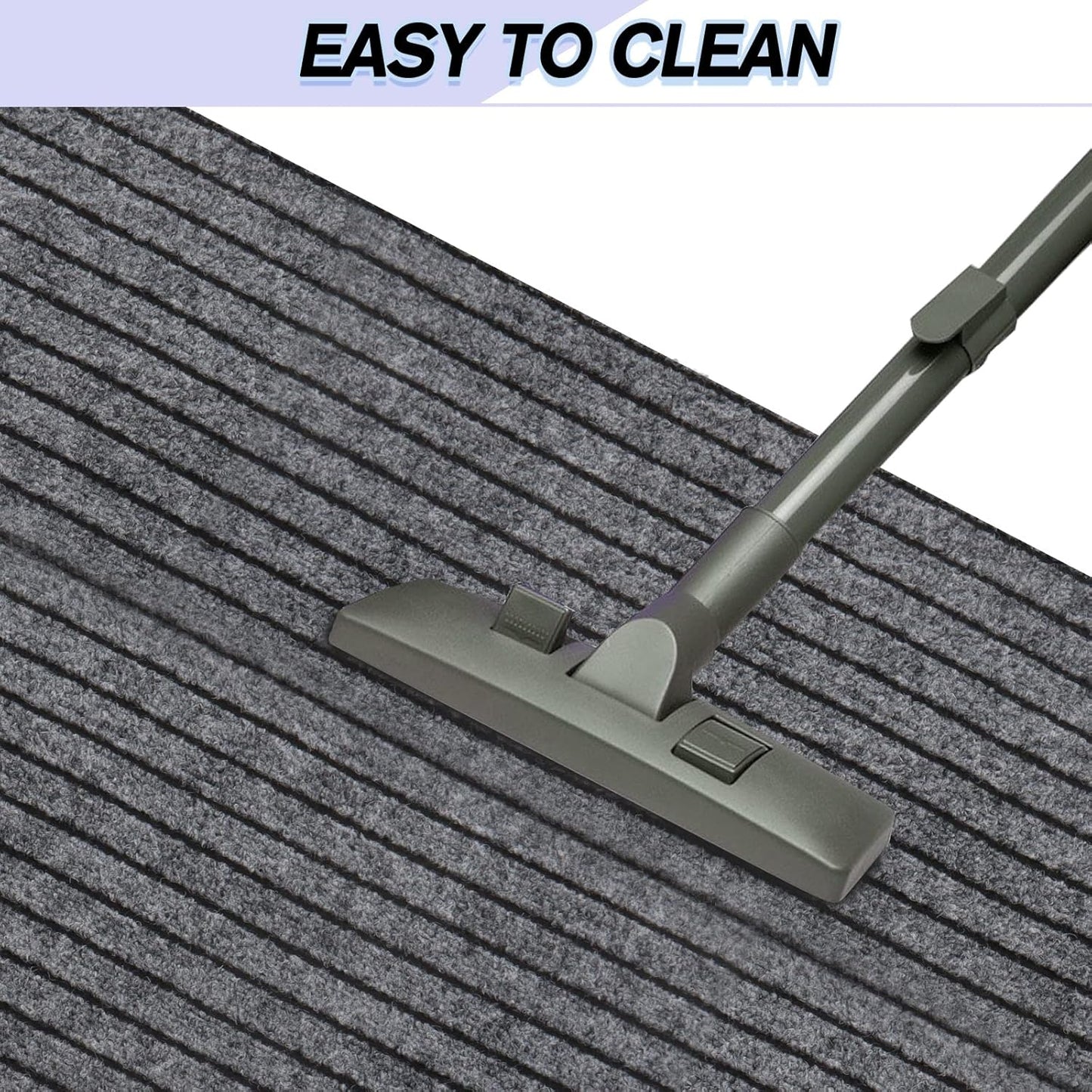 Custom Size Backed Non-Slip Area Rugs Runner, Easy Clean, Waterproof Runner Rugs for Hallway Entryway, Kitchen, Laundry, 2FT x 71FT, Gray Stripe