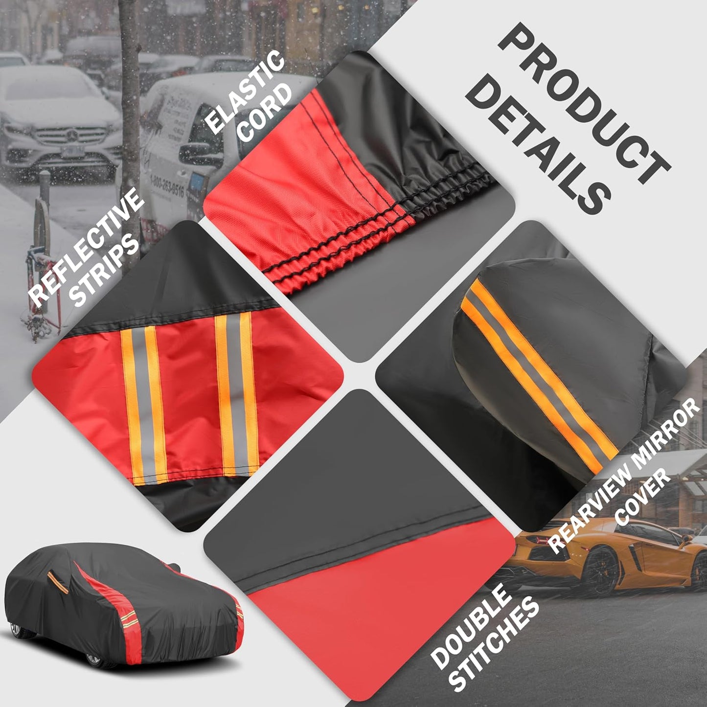 Car Cover Waterproof All Weather for Automobiles (1 Sedan Car Cover, A3 Fit Sedan Length Up 178-185 inch)