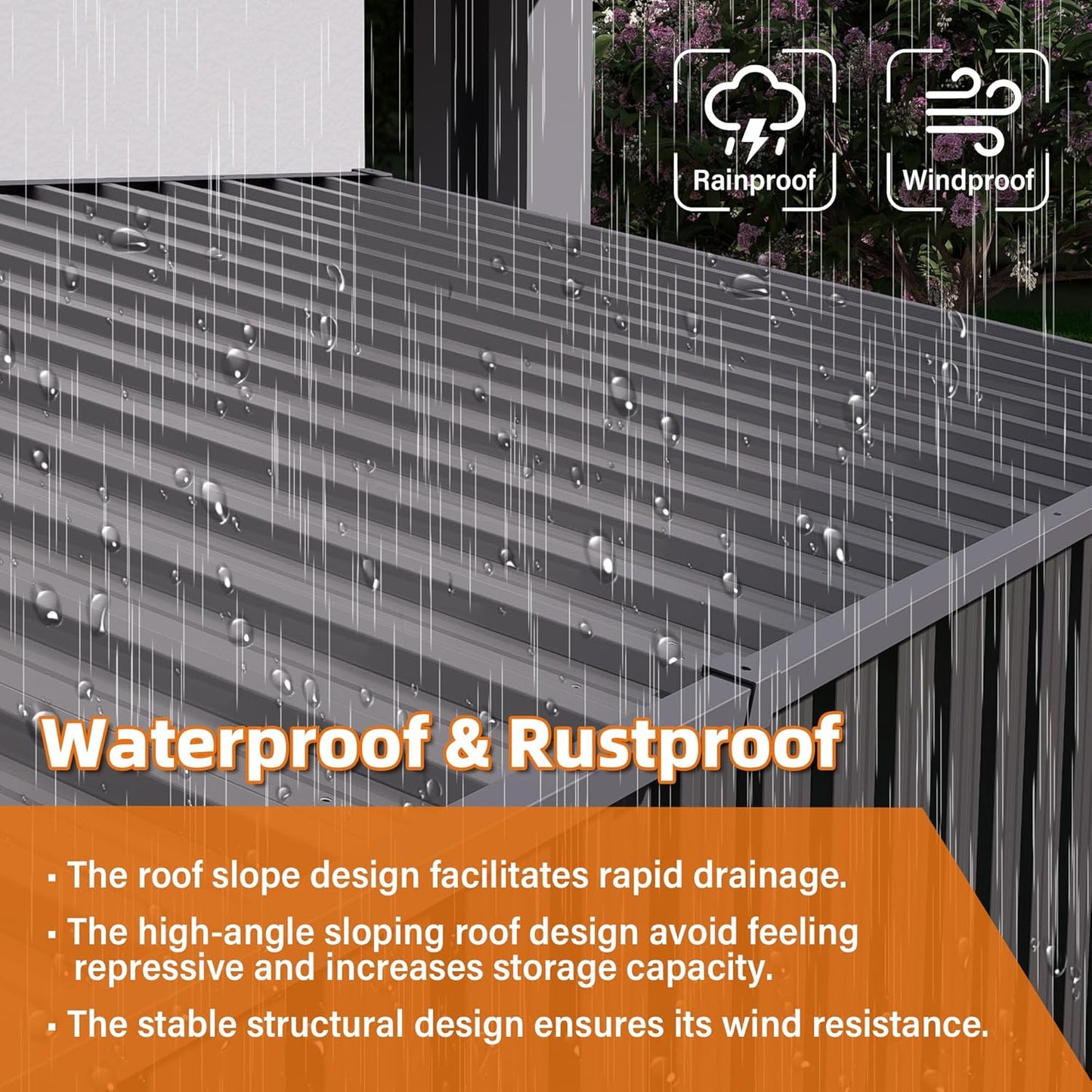 4x9 FT Lean to Shed with Window, Metal Sheds & Outdoor Storage with 6 Vents and 2 Swing Doors, Outdoor Storage Shed Waterproof for Backyard, Garden, Patio, Gray